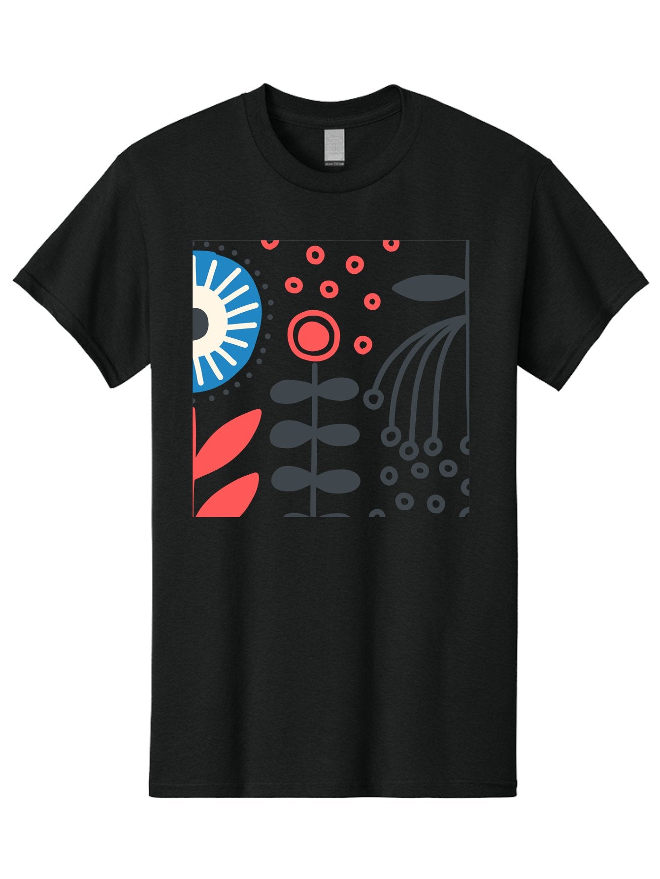 Sun-Icon-Floral Men'S Graphic Tee, 100% Cotton, Comfortable Casual Summer Wear, Machine Washable, Stylish Floral Pattern, Abstract Art, Eye-Catching Design, Minimalist Style, Bold Graphics, Contemporary Illustration, Floral Elements, Aab796