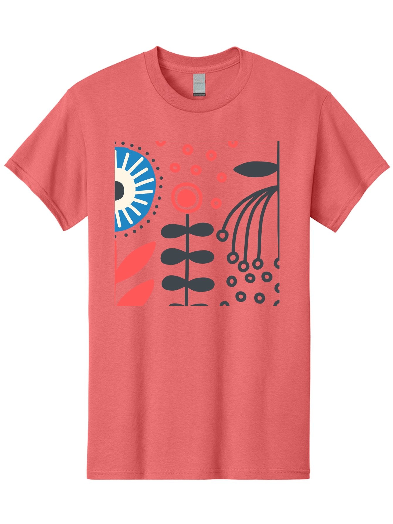 Sun-Icon-Floral Men'S Graphic Tee, 100% Cotton, Comfortable Casual Summer Wear, Machine Washable, Stylish Floral Pattern, Abstract Art, Eye-Catching Design, Minimalist Style, Bold Graphics, Contemporary Illustration, Floral Elements, Aab796 13