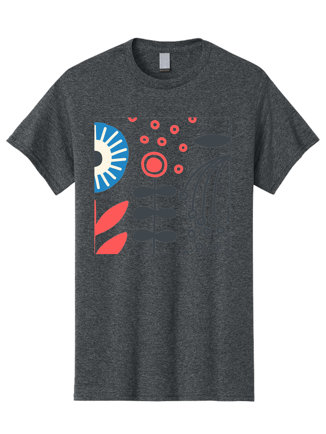 Sun-Icon-Floral Men'S Graphic Tee, 100% Cotton, Comfortable Casual Summer Wear, Machine Washable, Stylish Floral Pattern, Abstract Art, Eye-Catching Design, Minimalist Style, Bold Graphics, Contemporary Illustration, Floral Elements, Aab796 11