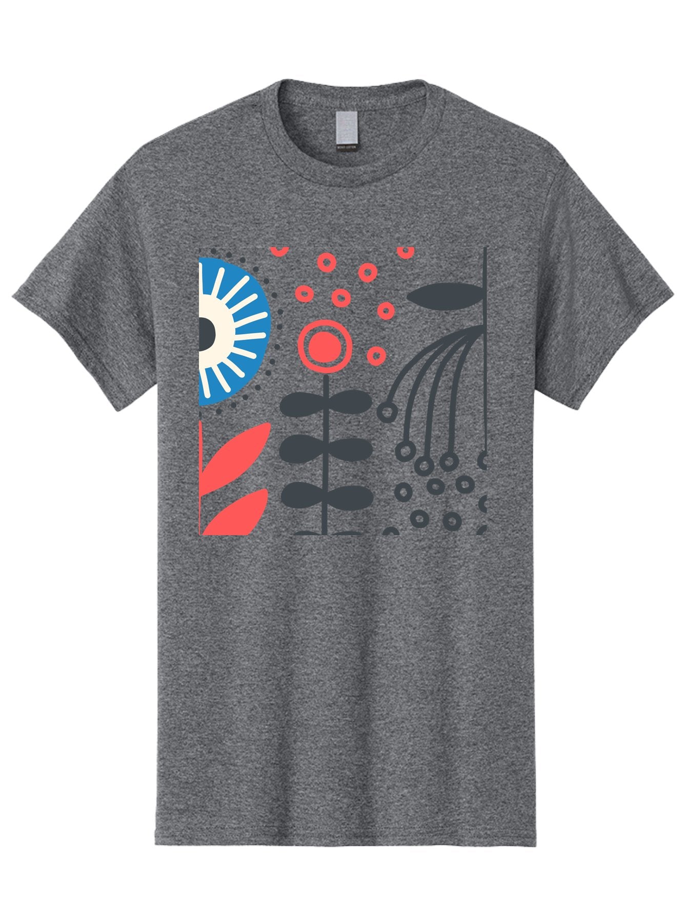 Sun-Icon-Floral Men'S Graphic Tee, 100% Cotton, Comfortable Casual Summer Wear, Machine Washable, Stylish Floral Pattern, Abstract Art, Eye-Catching Design, Minimalist Style, Bold Graphics, Contemporary Illustration, Floral Elements, Aab796 12