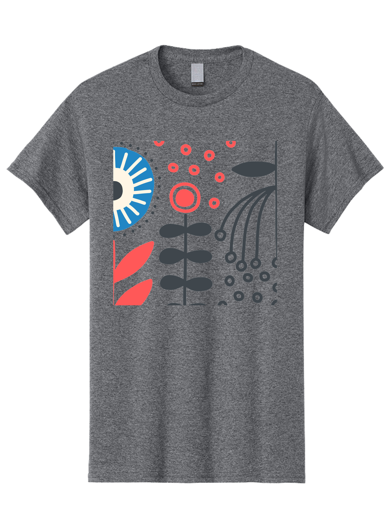 Sun-Icon-Floral Men'S Graphic Tee, 100% Cotton, Comfortable Casual Summer Wear, Machine Washable, Stylish Floral Pattern, Abstract Art, Eye-Catching Design, Minimalist Style, Bold Graphics, Contemporary Illustration, Floral Elements, Aab796 5