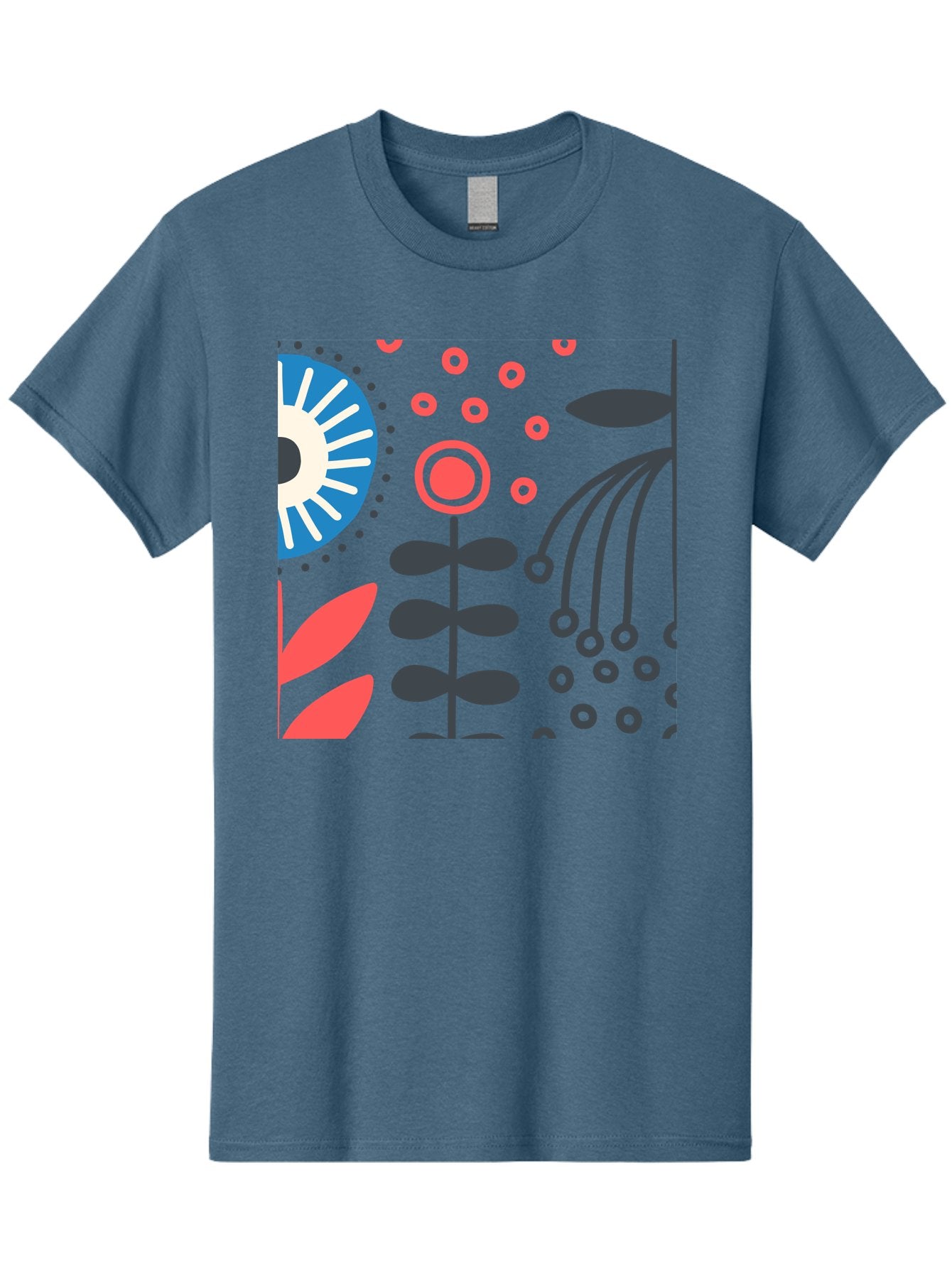 Sun-Icon-Floral Men'S Graphic Tee, 100% Cotton, Comfortable Casual Summer Wear, Machine Washable, Stylish Floral Pattern, Abstract Art, Eye-Catching Design, Minimalist Style, Bold Graphics, Contemporary Illustration, Floral Elements, Aab796 9