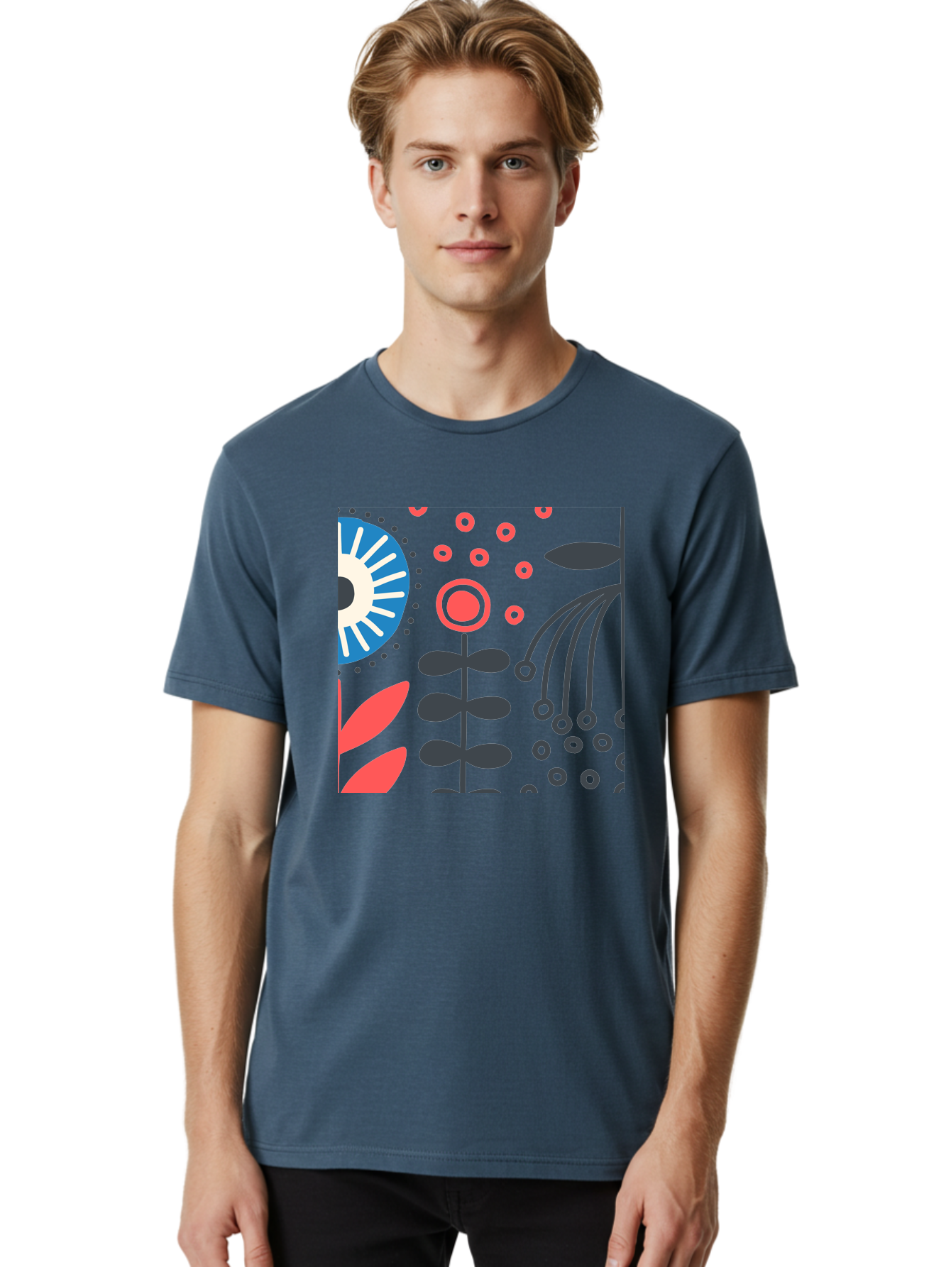 Sun-Icon-Floral Men'S Graphic Tee, 100% Cotton, Comfortable Casual Summer Wear, Machine Washable, Stylish Floral Pattern, Abstract Art, Eye-Catching Design, Minimalist Style, Bold Graphics, Contemporary Illustration, Floral Elements, Aab796 10