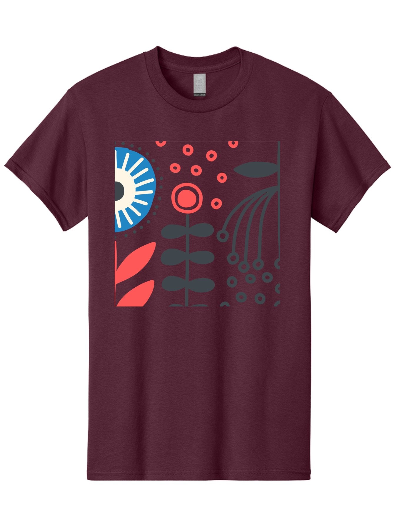 Sun-Icon-Floral Men'S Graphic Tee, 100% Cotton, Comfortable Casual Summer Wear, Machine Washable, Stylish Floral Pattern, Abstract Art, Eye-Catching Design, Minimalist Style, Bold Graphics, Contemporary Illustration, Floral Elements, Aab796 4