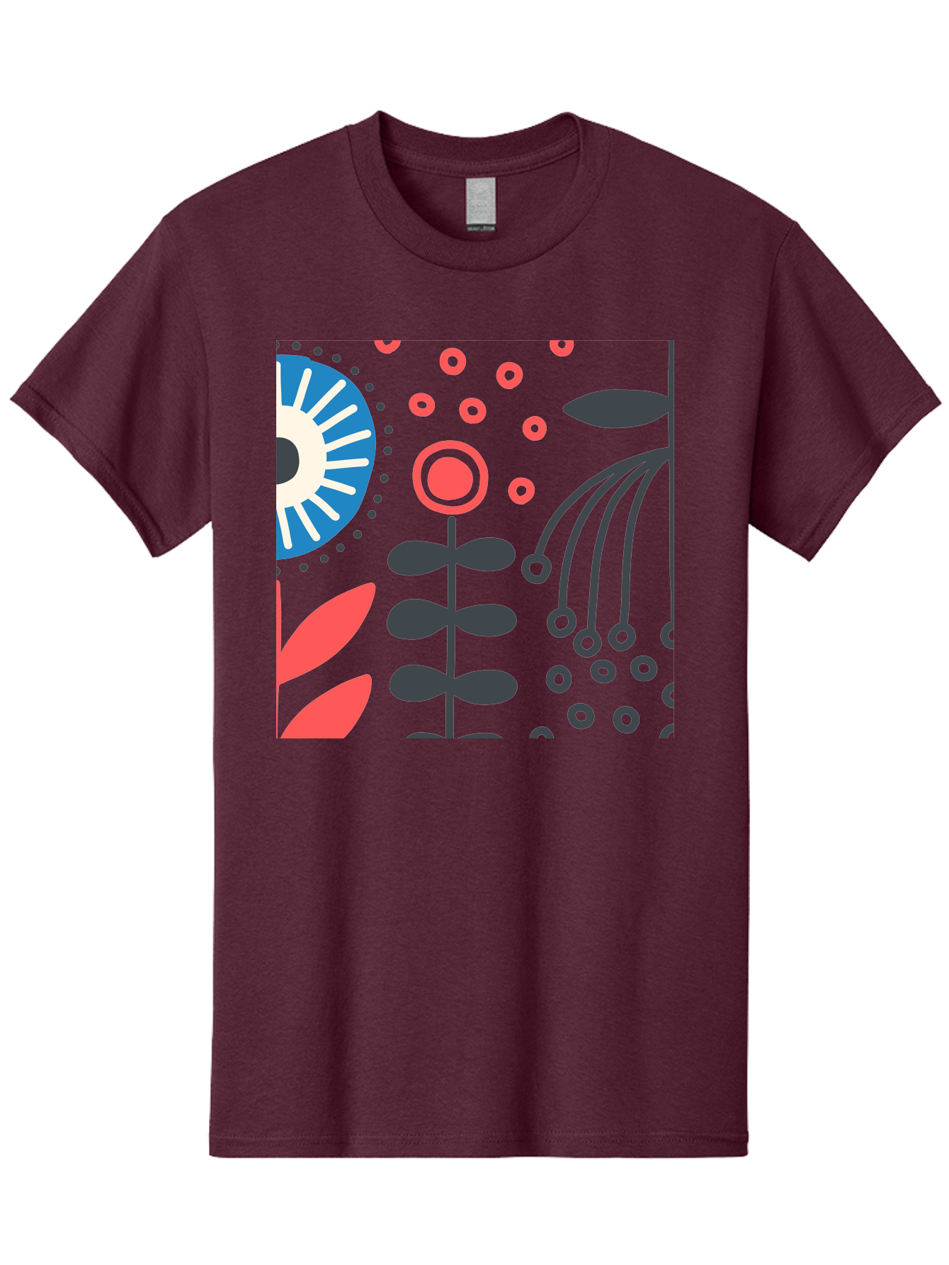 Sun-Icon-Floral Men'S Graphic Tee, 100% Cotton, Comfortable Casual Summer Wear, Machine Washable, Stylish Floral Pattern, Abstract Art, Eye-Catching Design, Minimalist Style, Bold Graphics, Contemporary Illustration, Floral Elements, Aab796 23