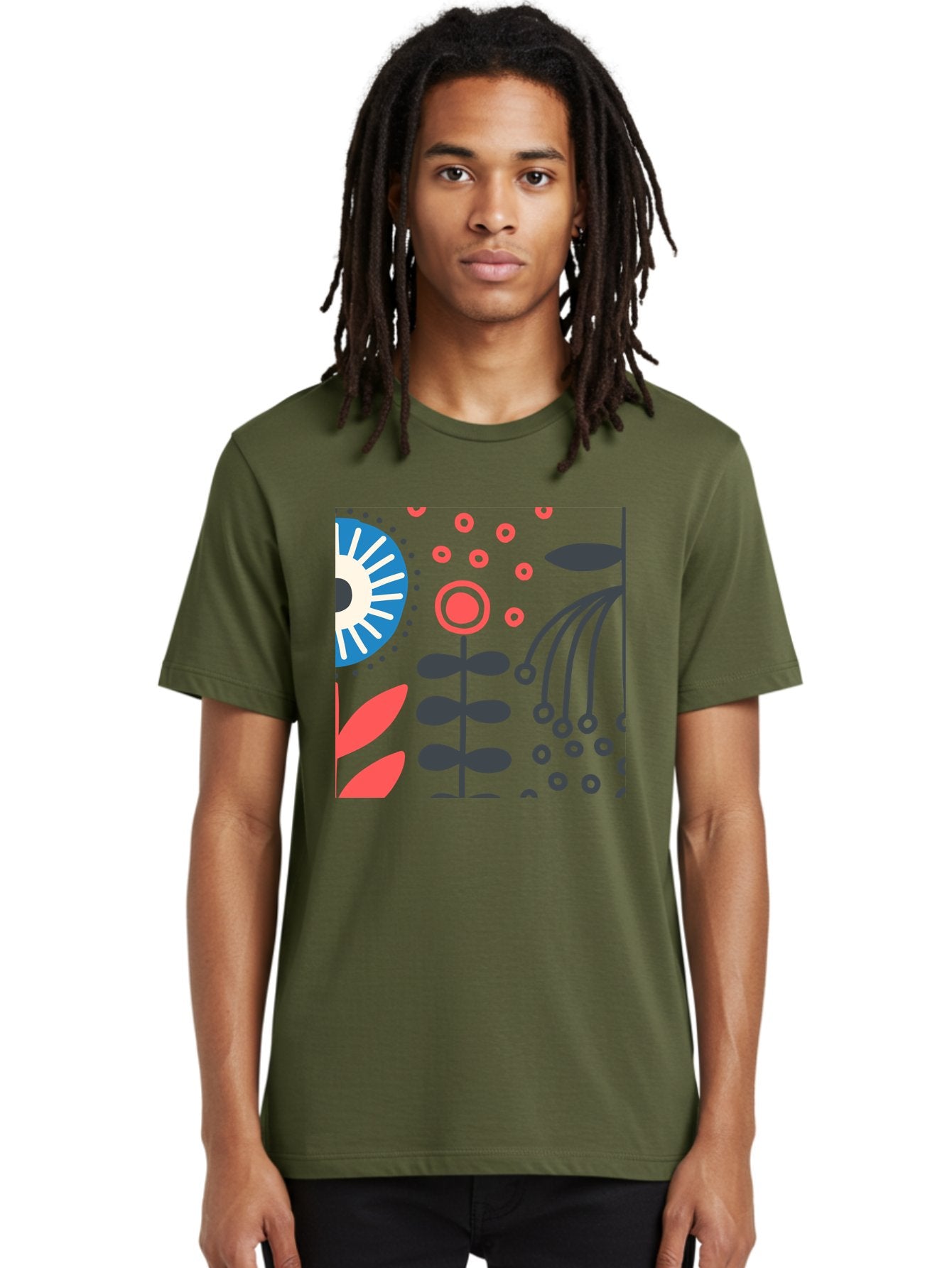 Sun-Icon-Floral Men'S Graphic Tee, 100% Cotton, Comfortable Casual Summer Wear, Machine Washable, Stylish Floral Pattern, Abstract Art, Eye-Catching Design, Minimalist Style, Bold Graphics, Contemporary Illustration, Floral Elements, Aab796 24