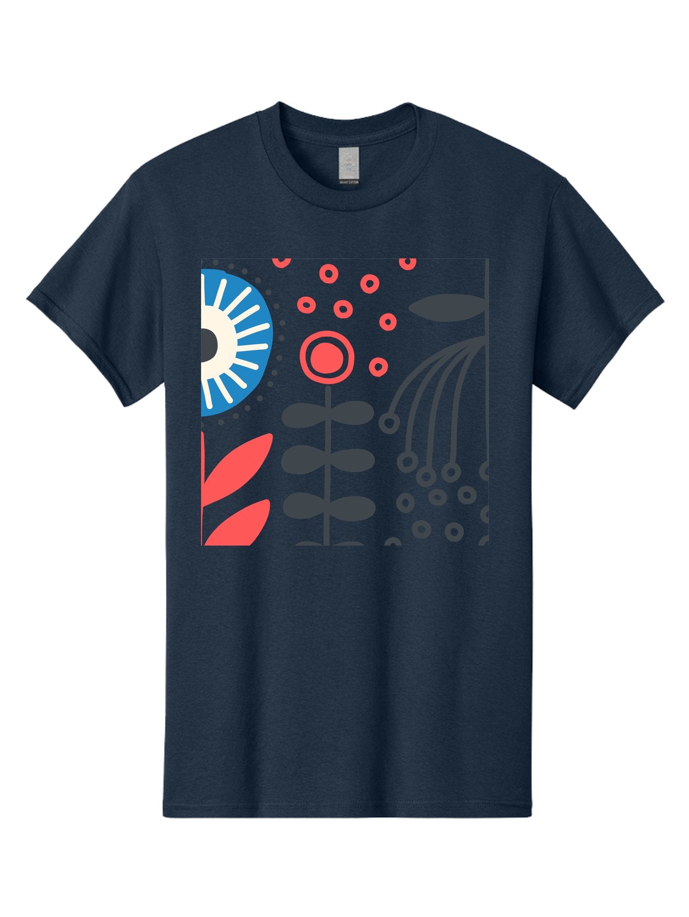 Sun-Icon-Floral Men'S Graphic Tee, 100% Cotton, Comfortable Casual Summer Wear, Machine Washable, Stylish Floral Pattern, Abstract Art, Eye-Catching Design, Minimalist Style, Bold Graphics, Contemporary Illustration, Floral Elements, Aab796 11