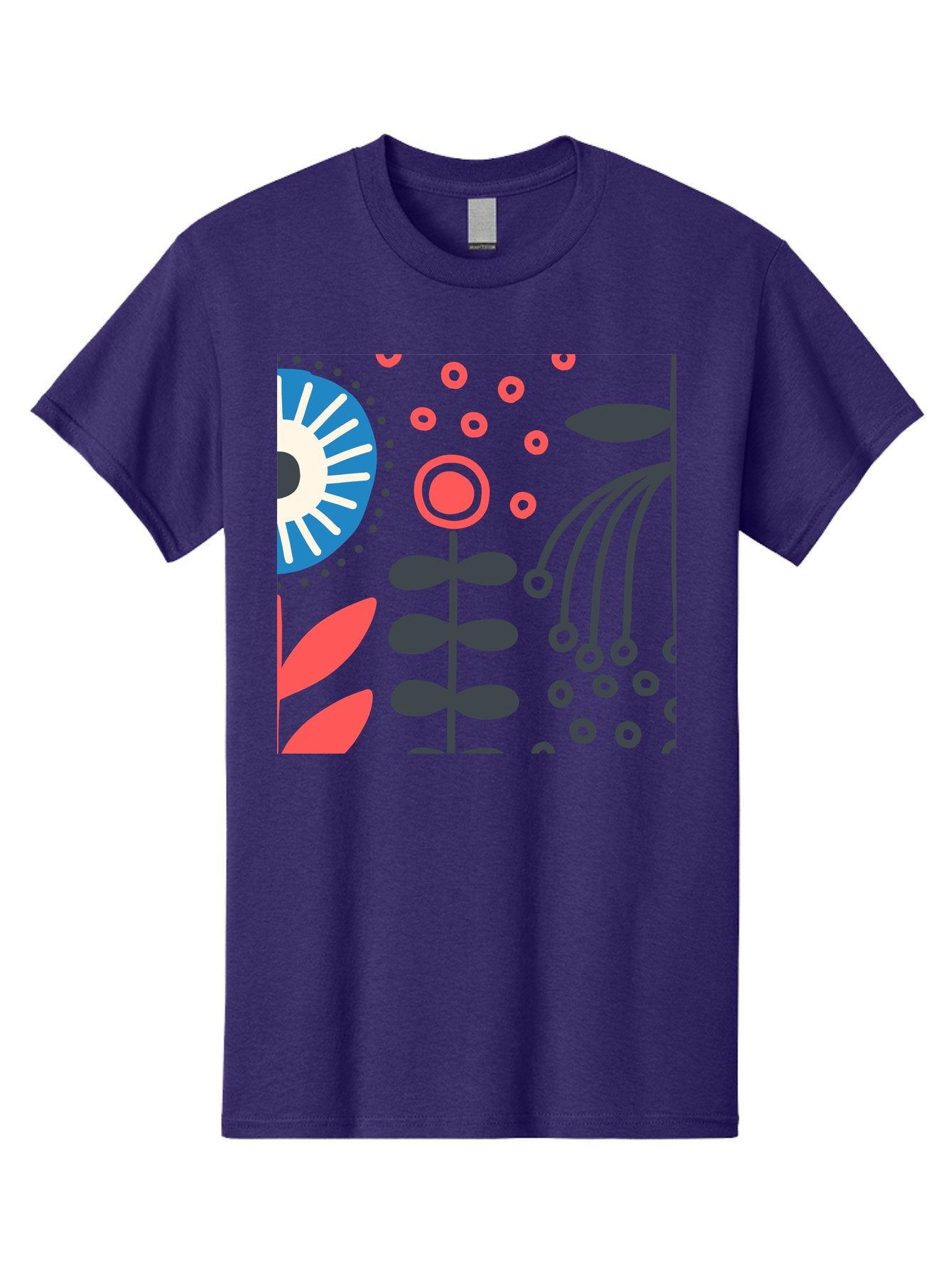 Sun-Icon-Floral Men'S Graphic Tee, 100% Cotton, Comfortable Casual Summer Wear, Machine Washable, Stylish Floral Pattern, Abstract Art, Eye-Catching Design, Minimalist Style, Bold Graphics, Contemporary Illustration, Floral Elements, Aab796 15