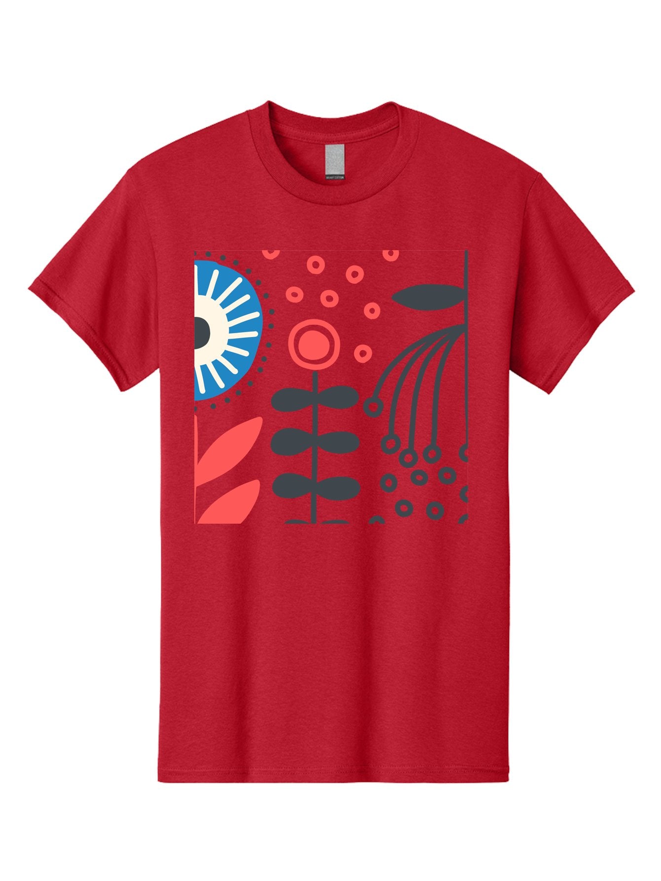 Sun-Icon-Floral Men'S Graphic Tee, 100% Cotton, Comfortable Casual Summer Wear, Machine Washable, Stylish Floral Pattern, Abstract Art, Eye-Catching Design, Minimalist Style, Bold Graphics, Contemporary Illustration, Floral Elements, Aab796 5