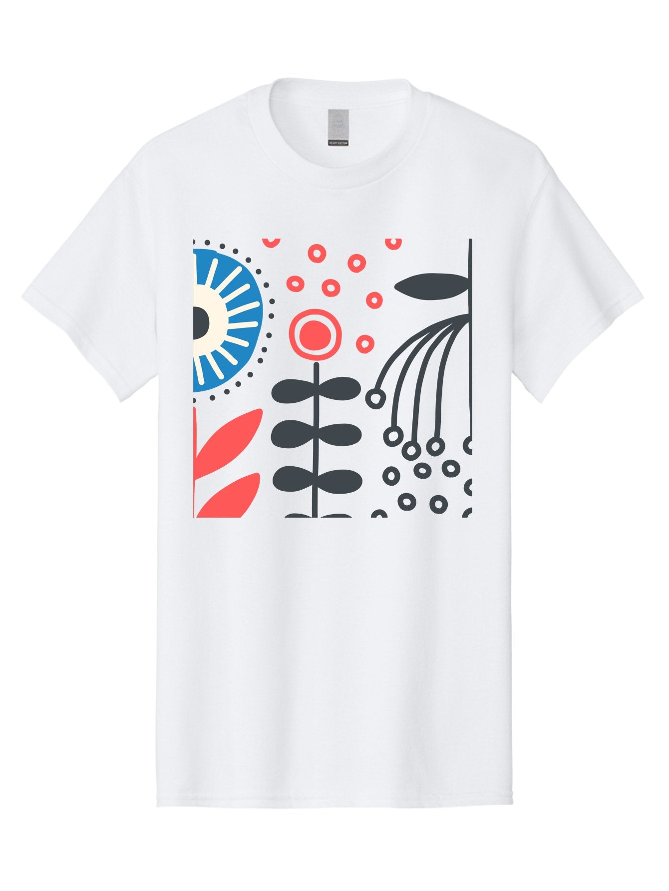 Sun-Icon-Floral Men'S Graphic Tee, 100% Cotton, Comfortable Casual Summer Wear, Machine Washable, Stylish Floral Pattern, Abstract Art, Eye-Catching Design, Minimalist Style, Bold Graphics, Contemporary Illustration, Floral Elements, Aab796 3