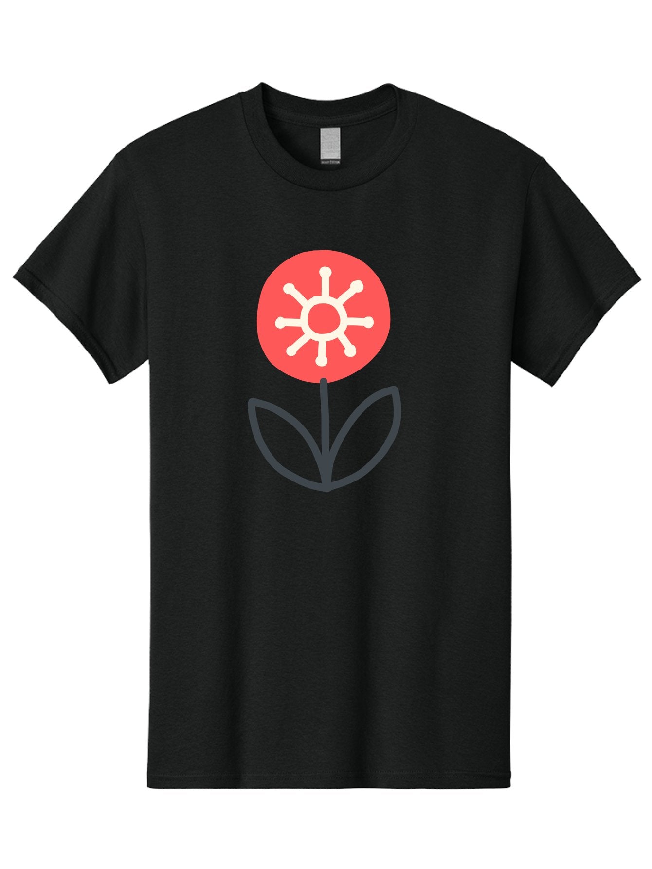 Sunflower-Icon Men'S Graphic Tee, 100% Cotton, Comfortable Casual Summer Wear, Machine Washable, Stylized Sunflower, Simple Flower Design, Abstract Sun Symbol, Red And White Colors, Minimalist Logo, Floral Icon, Modern Graphic Aab797 7