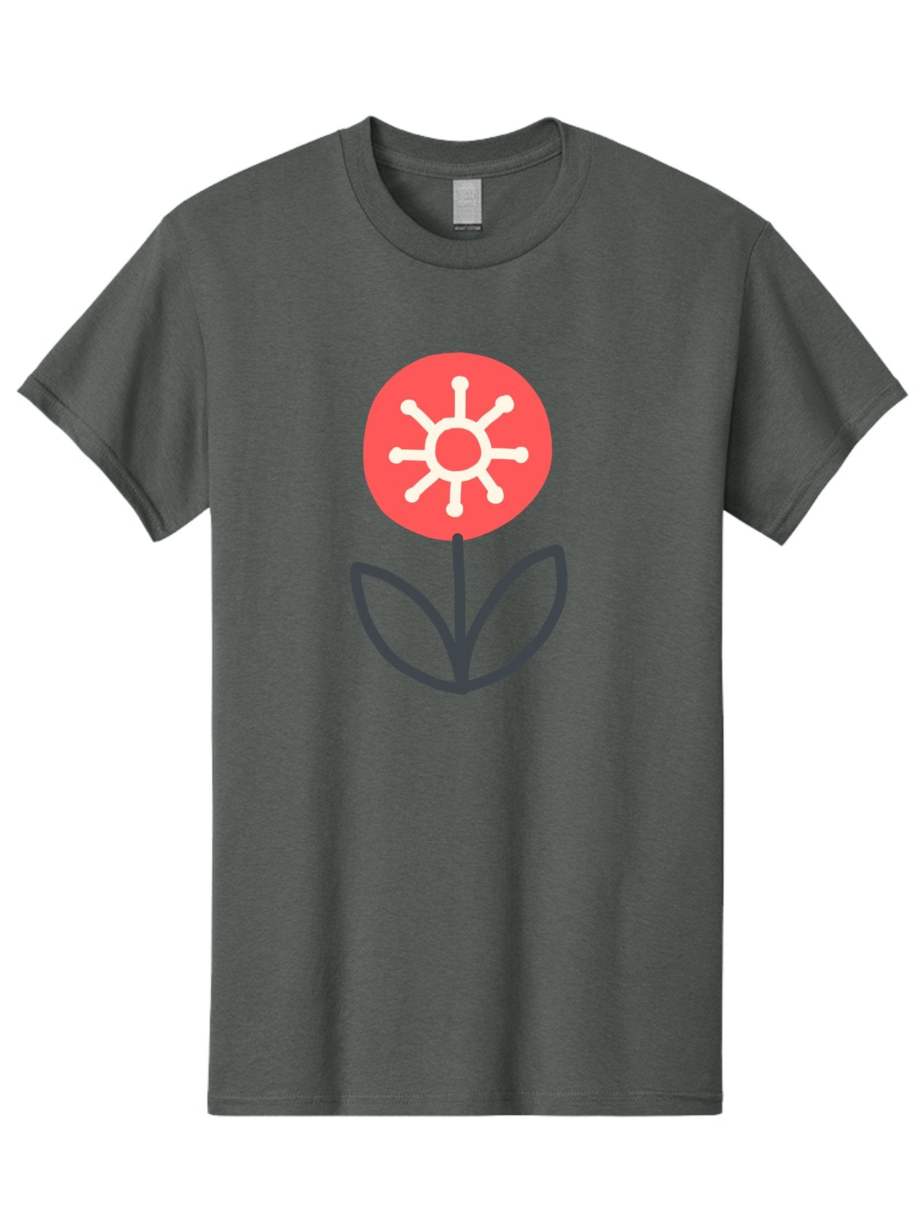Sunflower-Icon Men'S Graphic Tee, 100% Cotton, Comfortable Casual Summer Wear, Machine Washable, Stylized Sunflower, Simple Flower Design, Abstract Sun Symbol, Red And White Colors, Minimalist Logo, Floral Icon, Modern Graphic Aab797 4