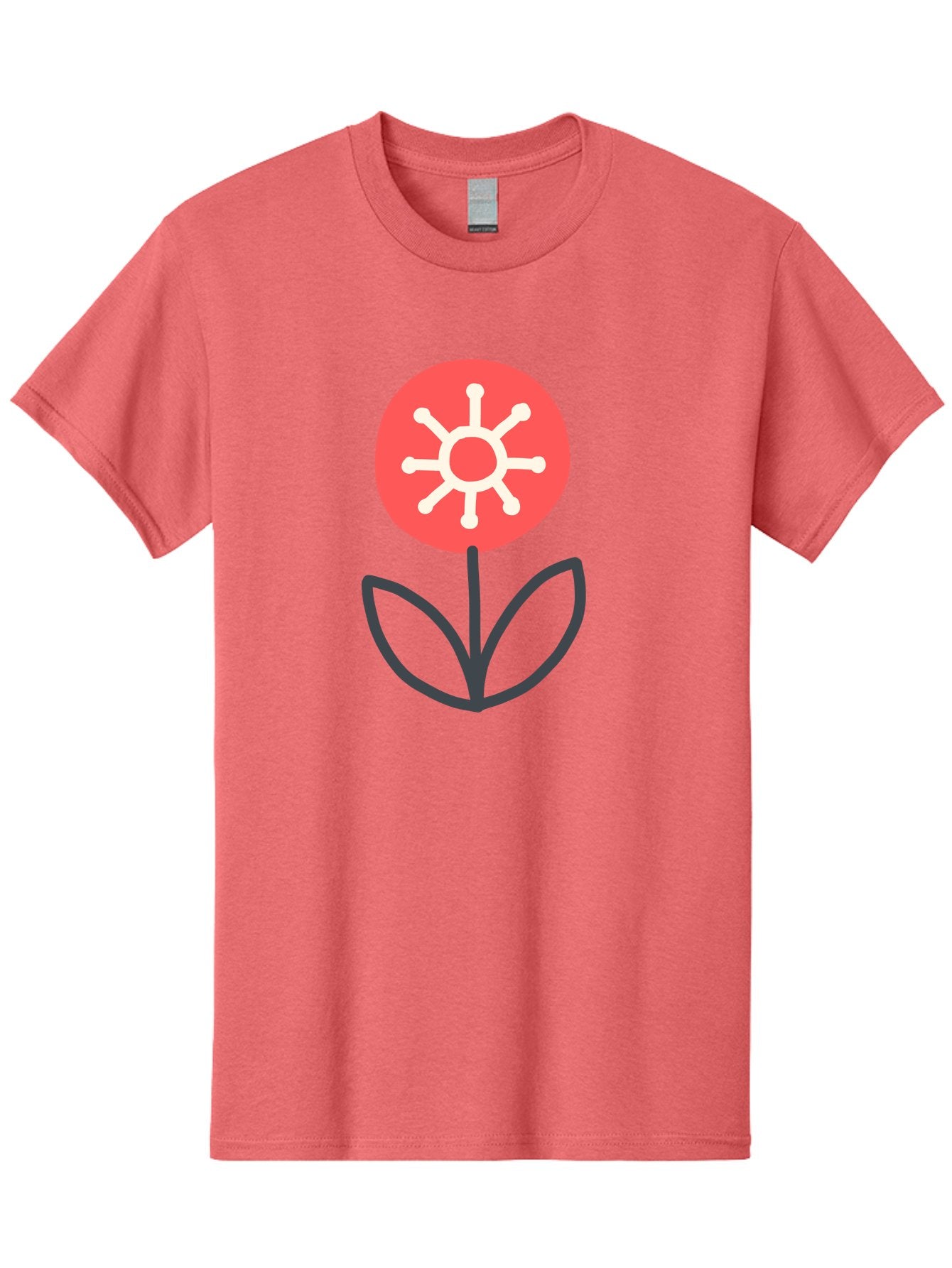Sunflower-Icon Men'S Graphic Tee, 100% Cotton, Comfortable Casual Summer Wear, Machine Washable, Stylized Sunflower, Simple Flower Design, Abstract Sun Symbol, Red And White Colors, Minimalist Logo, Floral Icon, Modern Graphic Aab797 8
