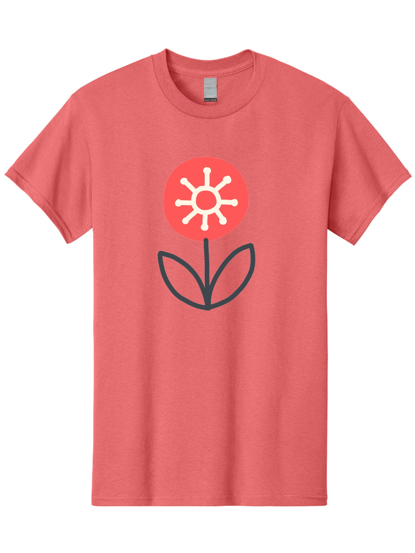 Sunflower-Icon Men'S Graphic Tee, 100% Cotton, Comfortable Casual Summer Wear, Machine Washable, Stylized Sunflower, Simple Flower Design, Abstract Sun Symbol, Red And White Colors, Minimalist Logo, Floral Icon, Modern Graphic Aab797 11