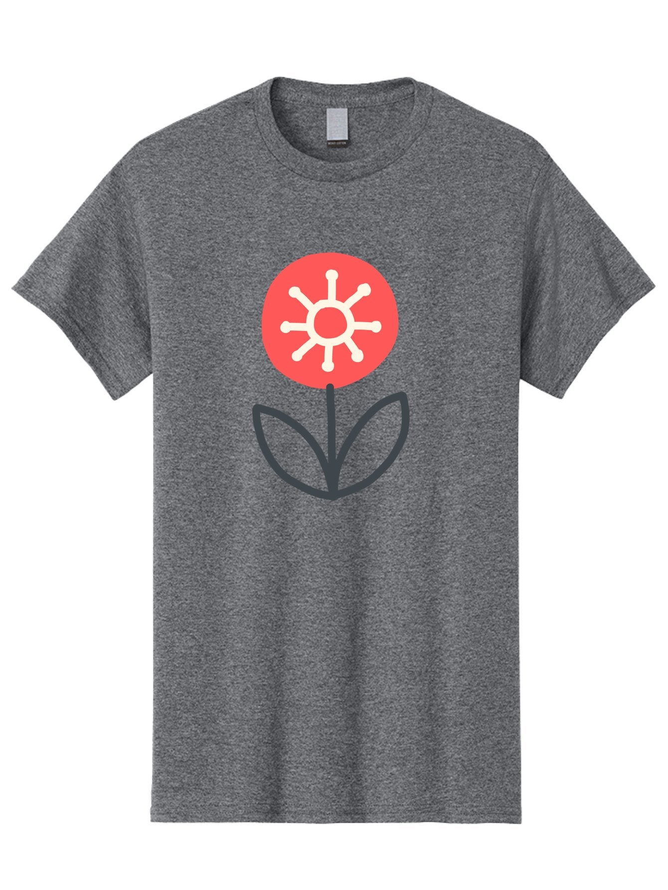 Sunflower-Icon Men'S Graphic Tee, 100% Cotton, Comfortable Casual Summer Wear, Machine Washable, Stylized Sunflower, Simple Flower Design, Abstract Sun Symbol, Red And White Colors, Minimalist Logo, Floral Icon, Modern Graphic Aab797 9