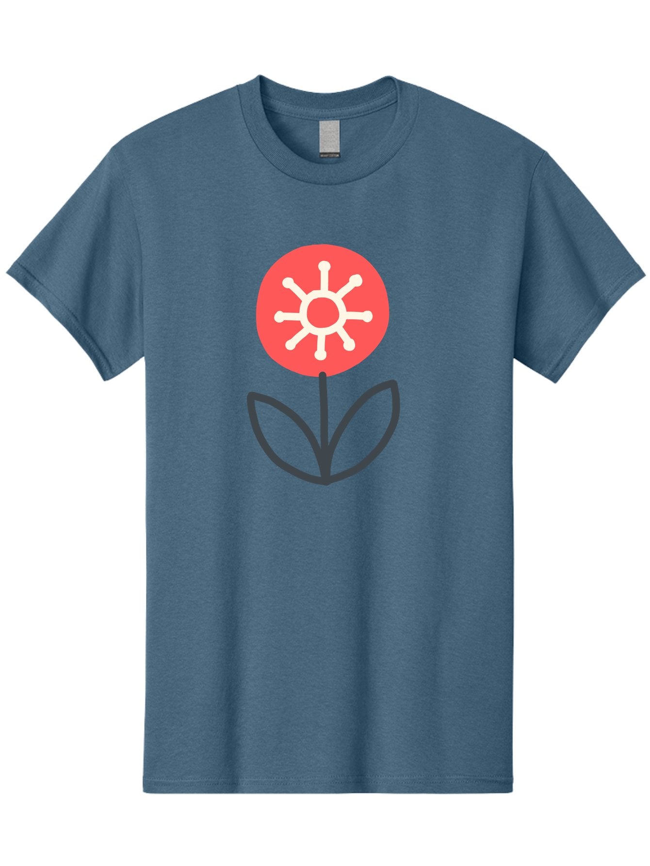 Sunflower-Icon Men'S Graphic Tee, 100% Cotton, Comfortable Casual Summer Wear, Machine Washable, Stylized Sunflower, Simple Flower Design, Abstract Sun Symbol, Red And White Colors, Minimalist Logo, Floral Icon, Modern Graphic Aab797 3
