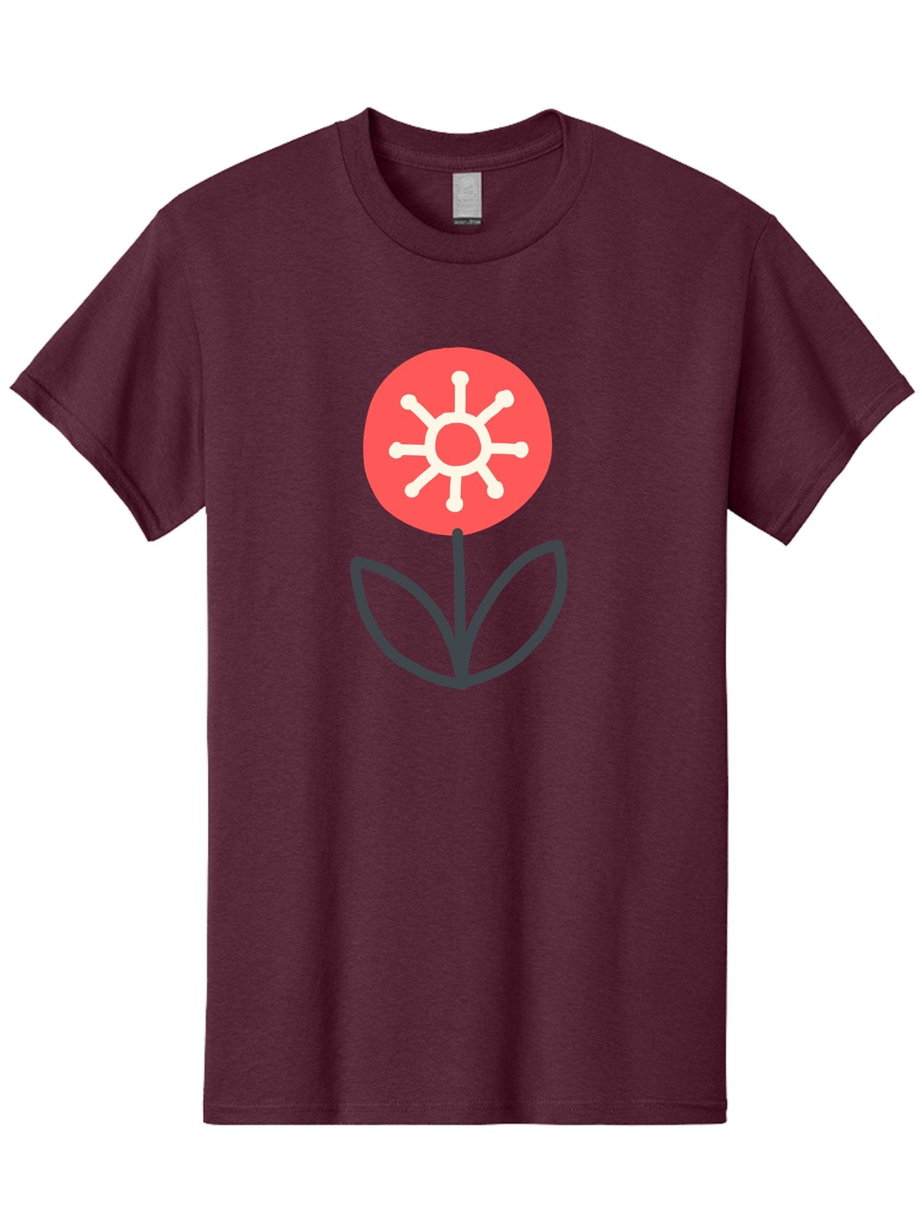 Sunflower-Icon Men'S Graphic Tee, 100% Cotton, Comfortable Casual Summer Wear, Machine Washable, Stylized Sunflower, Simple Flower Design, Abstract Sun Symbol, Red And White Colors, Minimalist Logo, Floral Icon, Modern Graphic Aab797 6