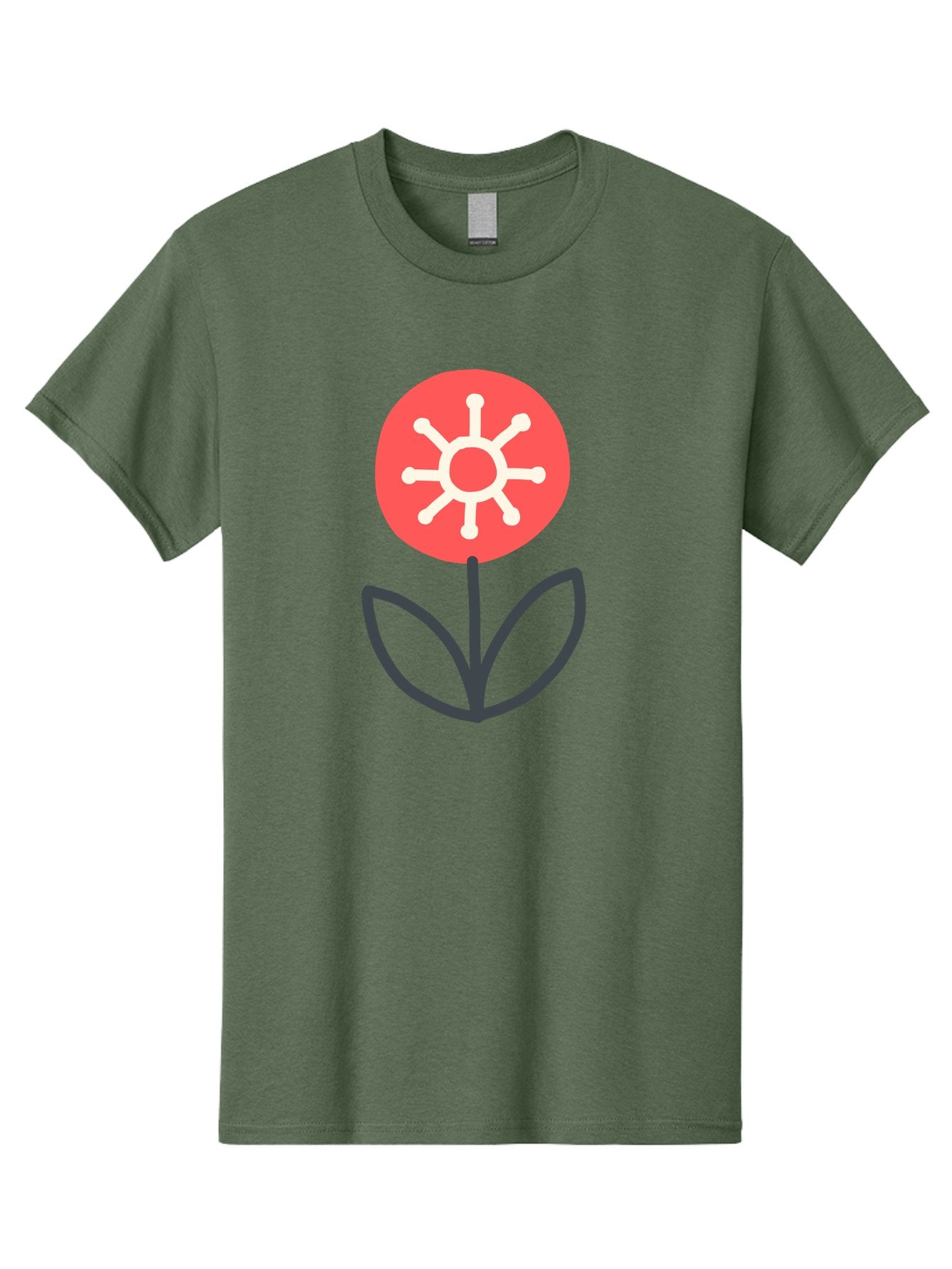 Sunflower-Icon Men'S Graphic Tee, 100% Cotton, Comfortable Casual Summer Wear, Machine Washable, Stylized Sunflower, Simple Flower Design, Abstract Sun Symbol, Red And White Colors, Minimalist Logo, Floral Icon, Modern Graphic Aab797 5