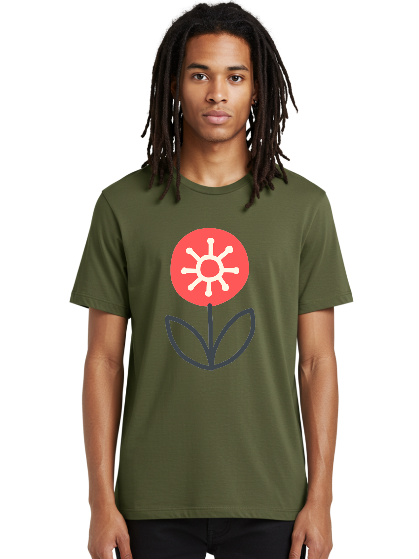 Sunflower-Icon Men'S Graphic Tee, 100% Cotton, Comfortable Casual Summer Wear, Machine Washable, Stylized Sunflower, Simple Flower Design, Abstract Sun Symbol, Red And White Colors, Minimalist Logo, Floral Icon, Modern Graphic Aab797 16