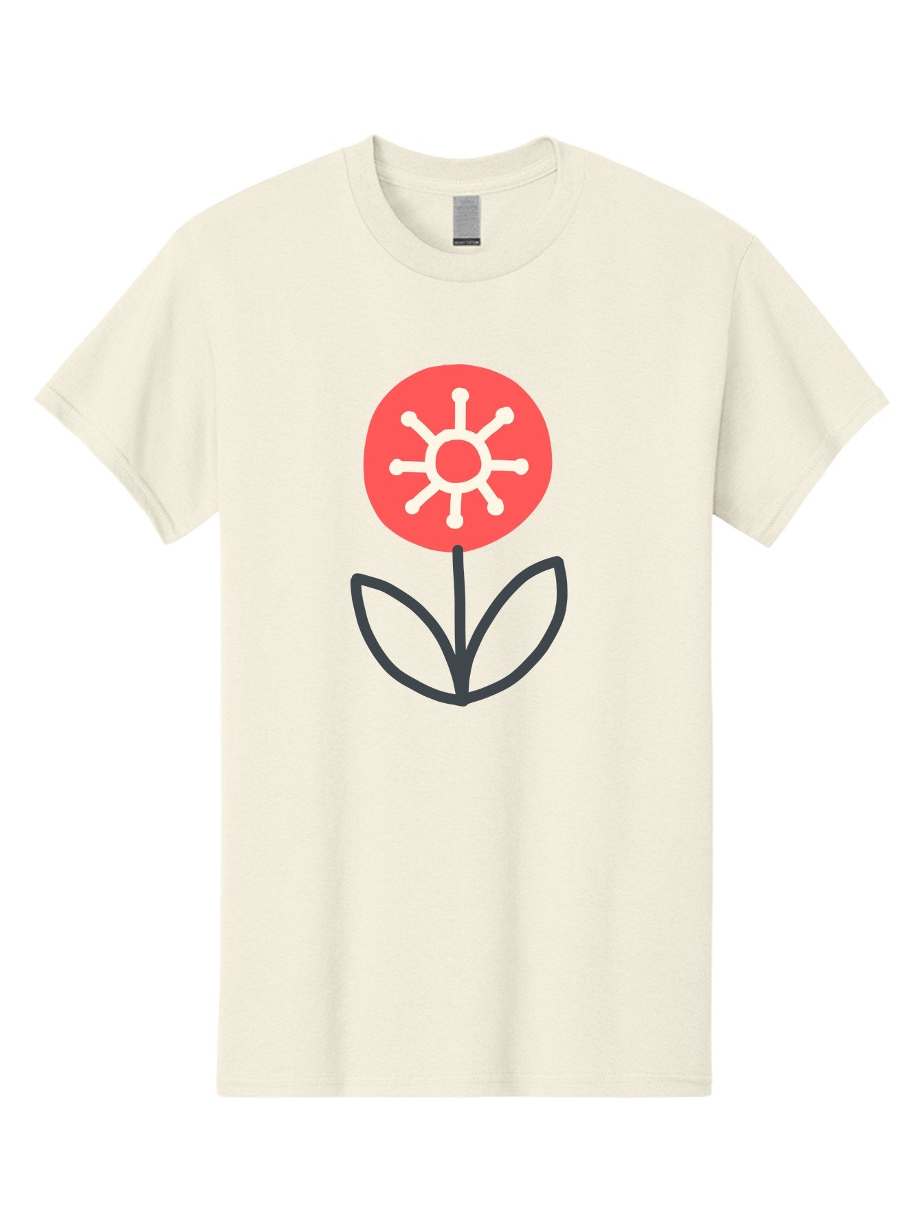 Sunflower-Icon Men'S Graphic Tee, 100% Cotton, Comfortable Casual Summer Wear, Machine Washable, Stylized Sunflower, Simple Flower Design, Abstract Sun Symbol, Red And White Colors, Minimalist Logo, Floral Icon, Modern Graphic Aab797