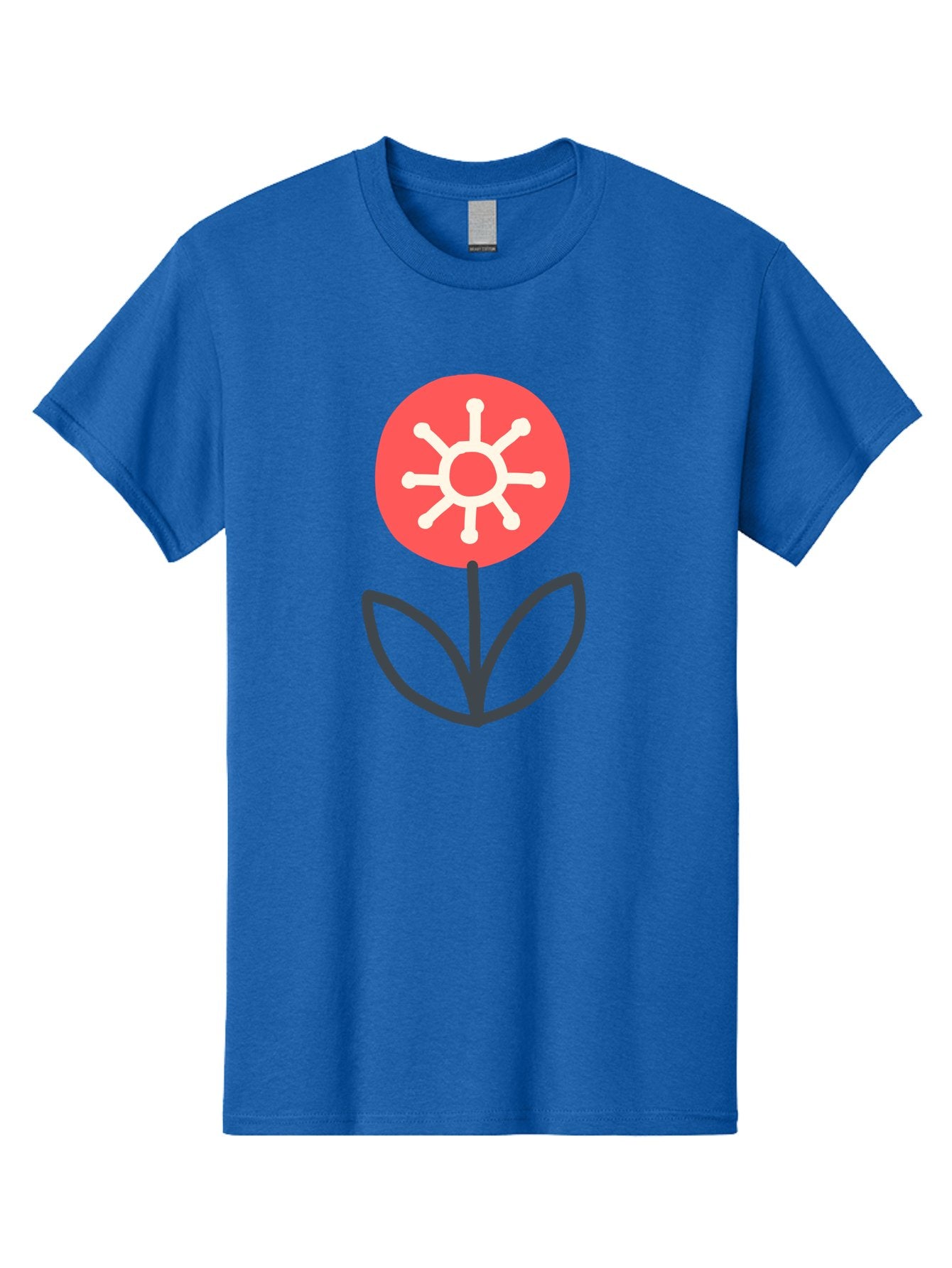 Sunflower-Icon Men'S Graphic Tee, 100% Cotton, Comfortable Casual Summer Wear, Machine Washable, Stylized Sunflower, Simple Flower Design, Abstract Sun Symbol, Red And White Colors, Minimalist Logo, Floral Icon, Modern Graphic Aab797 11