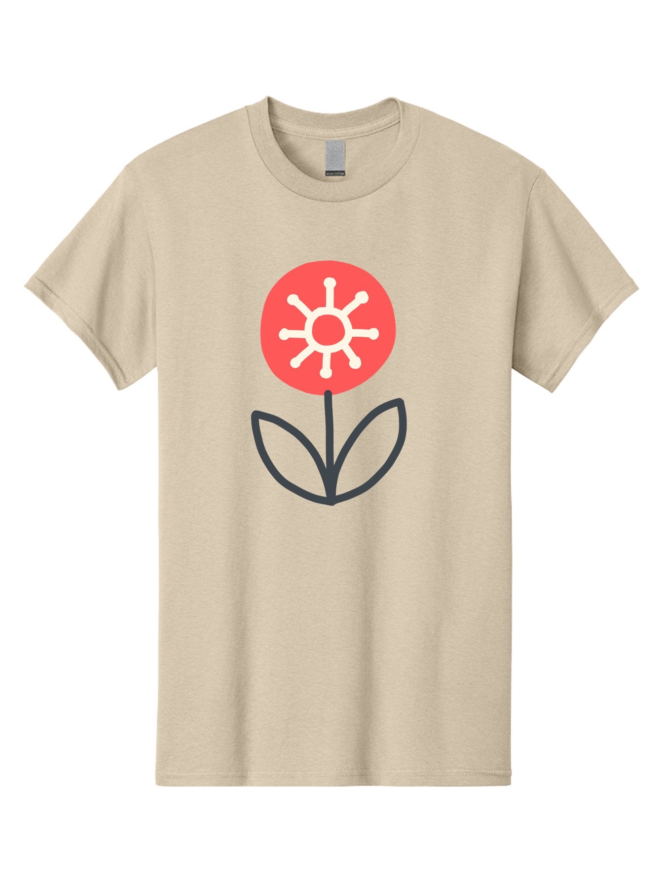 Sunflower-Icon Men'S Graphic Tee, 100% Cotton, Comfortable Casual Summer Wear, Machine Washable, Stylized Sunflower, Simple Flower Design, Abstract Sun Symbol, Red And White Colors, Minimalist Logo, Floral Icon, Modern Graphic Aab797 15