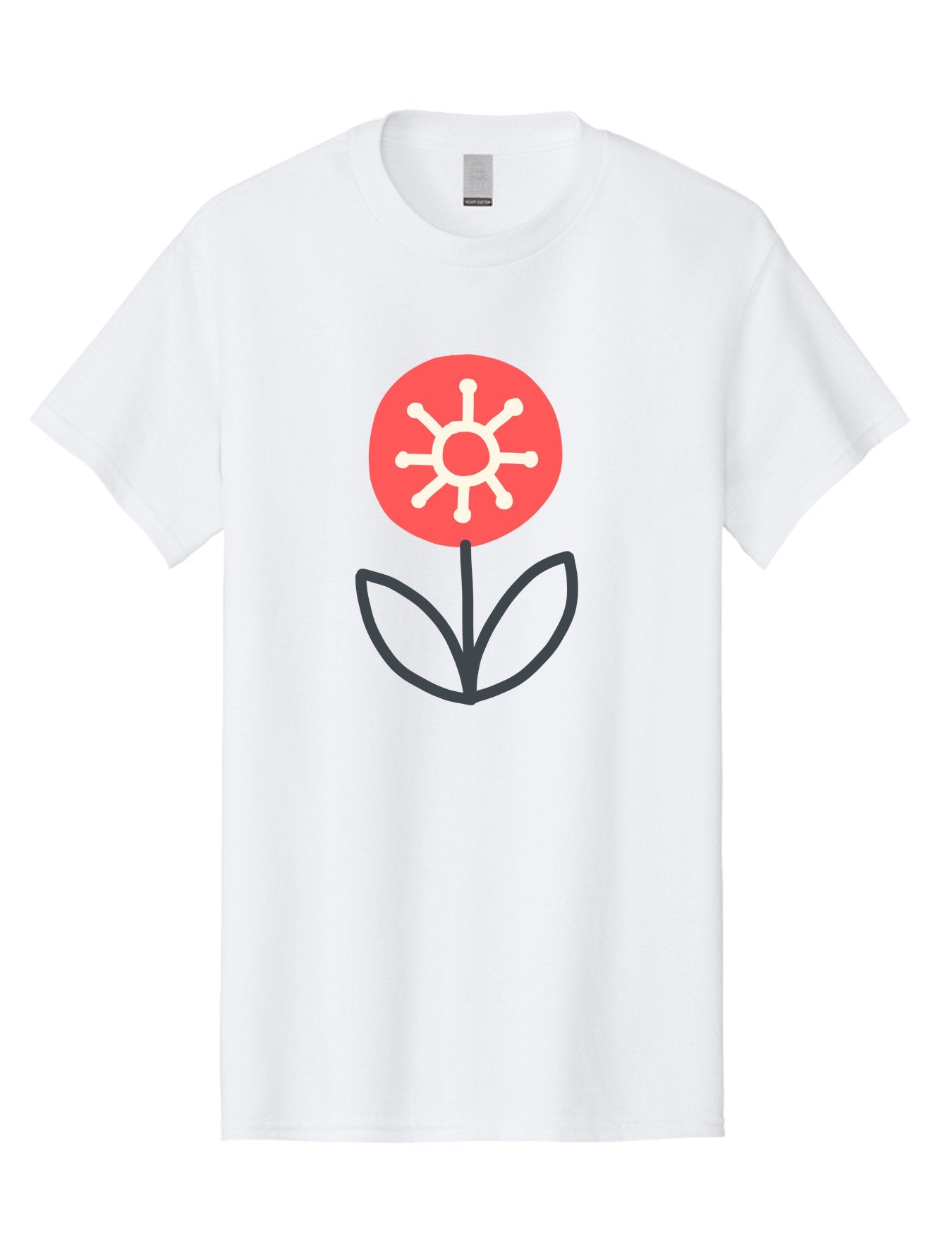 Sunflower-Icon Men'S Graphic Tee, 100% Cotton, Comfortable Casual Summer Wear, Machine Washable, Stylized Sunflower, Simple Flower Design, Abstract Sun Symbol, Red And White Colors, Minimalist Logo, Floral Icon, Modern Graphic Aab797 14