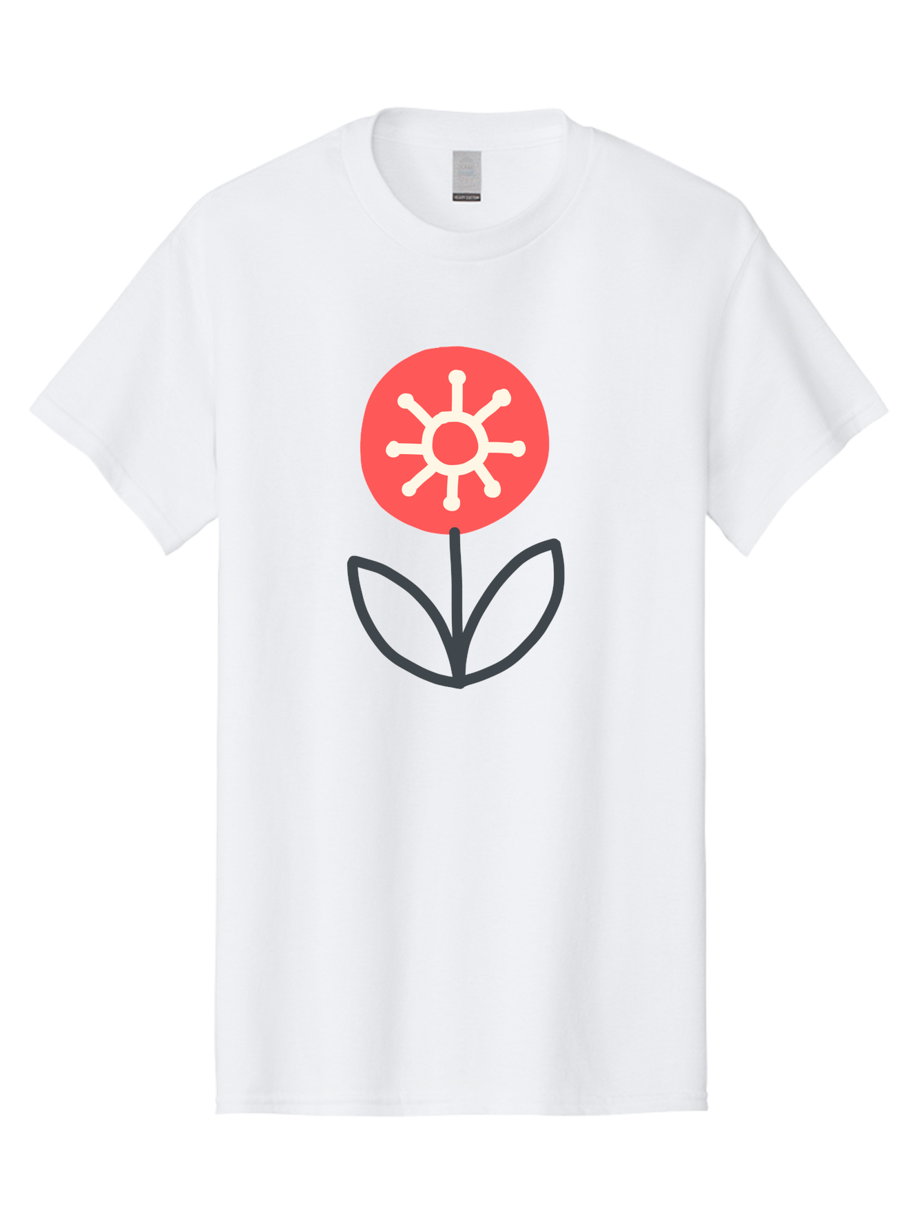 Sunflower-Icon Men'S Graphic Tee, 100% Cotton, Comfortable Casual Summer Wear, Machine Washable, Stylized Sunflower, Simple Flower Design, Abstract Sun Symbol, Red And White Colors, Minimalist Logo, Floral Icon, Modern Graphic Aab797 3