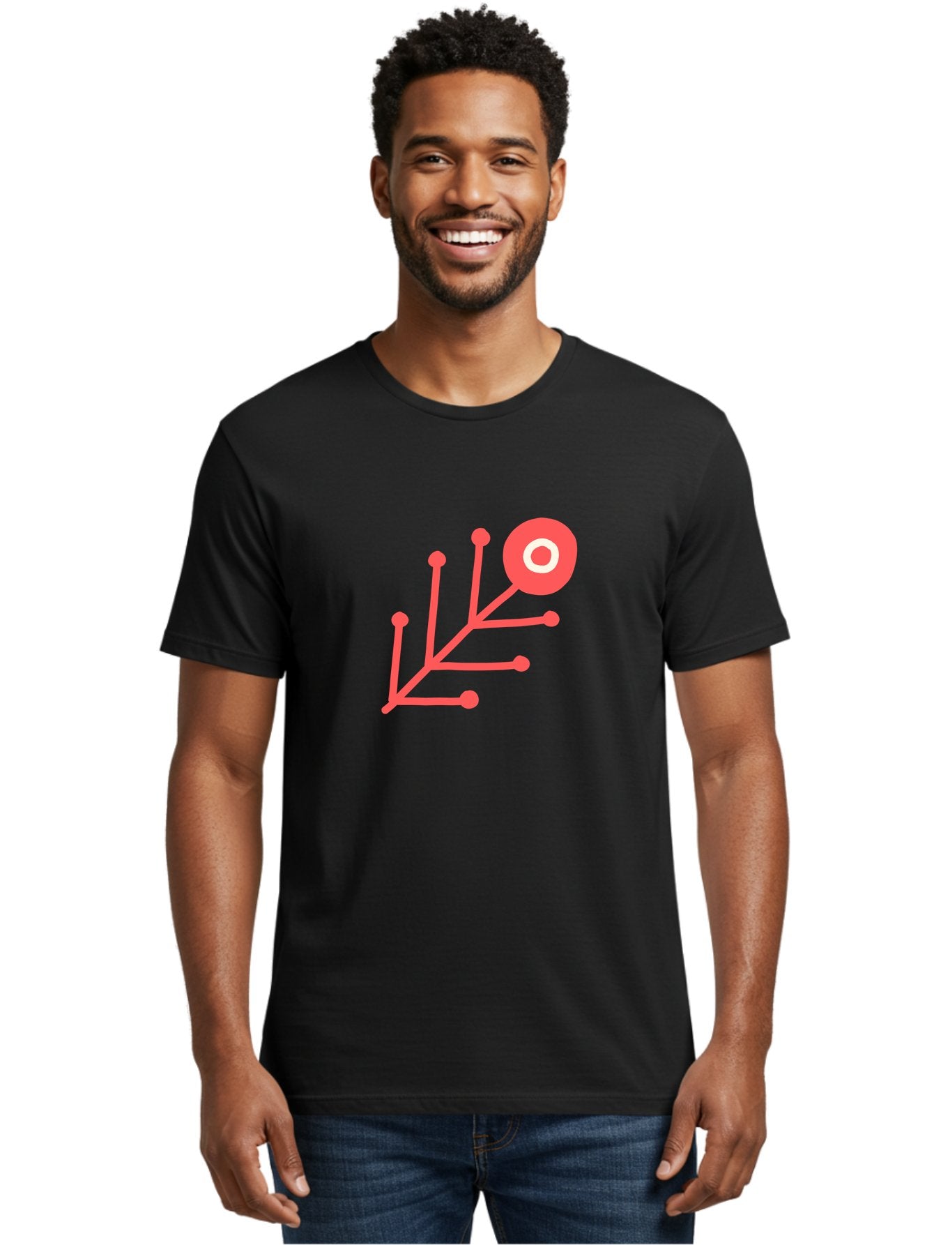 Target-Logo Men'S Graphic Tee, 100% Cotton, Comfortable Casual Summer Wear, Machine Washable, Red Lines, Branching Pattern, Geometric Shape, Modern Design, Abstract Art, Futuristic Style, Minimalist Graphic Aab802 22