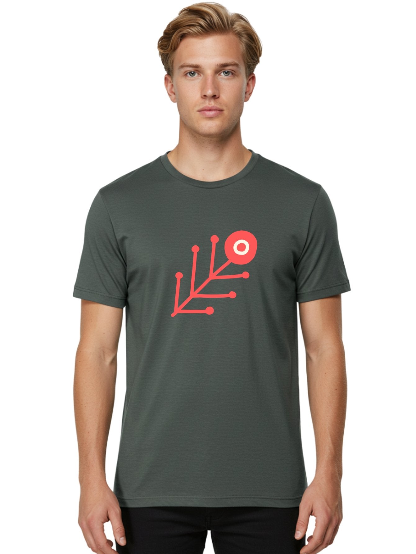 Target-Logo Men'S Graphic Tee, 100% Cotton, Comfortable Casual Summer Wear, Machine Washable, Red Lines, Branching Pattern, Geometric Shape, Modern Design, Abstract Art, Futuristic Style, Minimalist Graphic Aab802 28