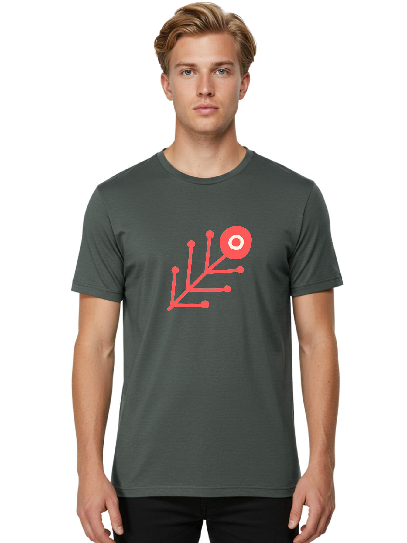 Target-Logo Men'S Graphic Tee, 100% Cotton, Comfortable Casual Summer Wear, Machine Washable, Red Lines, Branching Pattern, Geometric Shape, Modern Design, Abstract Art, Futuristic Style, Minimalist Graphic Aab802 6