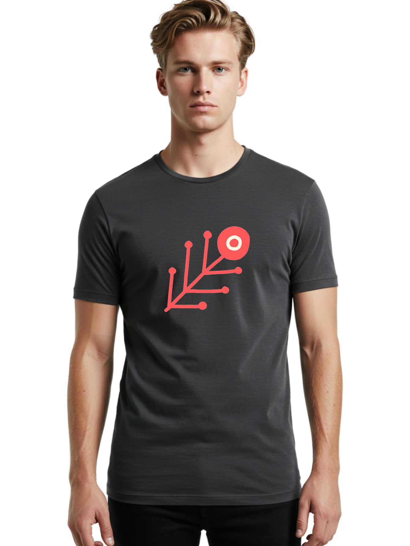 Target-Logo Men'S Graphic Tee, 100% Cotton, Comfortable Casual Summer Wear, Machine Washable, Red Lines, Branching Pattern, Geometric Shape, Modern Design, Abstract Art, Futuristic Style, Minimalist Graphic Aab802 8