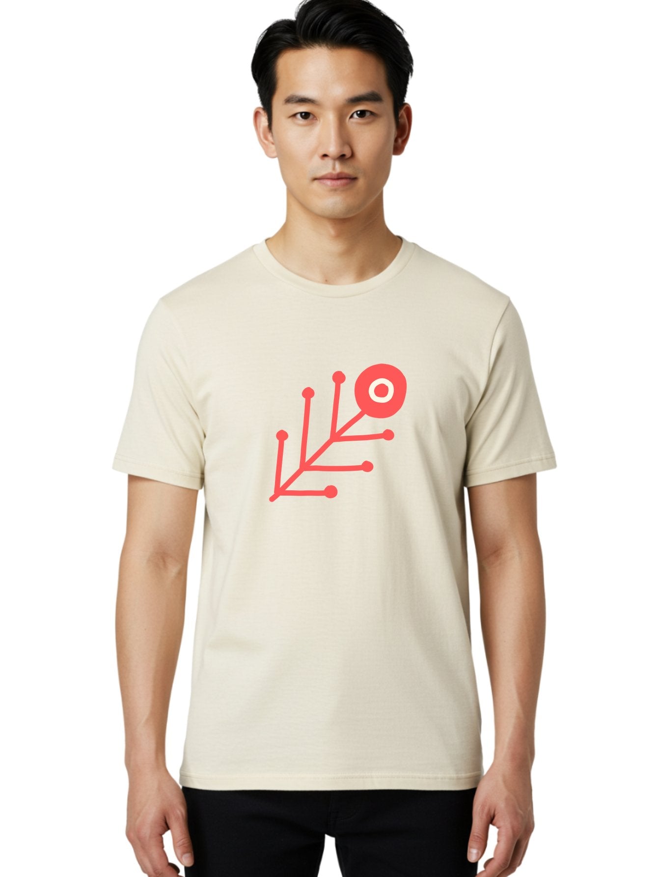Target-Logo Men'S Graphic Tee, 100% Cotton, Comfortable Casual Summer Wear, Machine Washable, Red Lines, Branching Pattern, Geometric Shape, Modern Design, Abstract Art, Futuristic Style, Minimalist Graphic Aab802 19