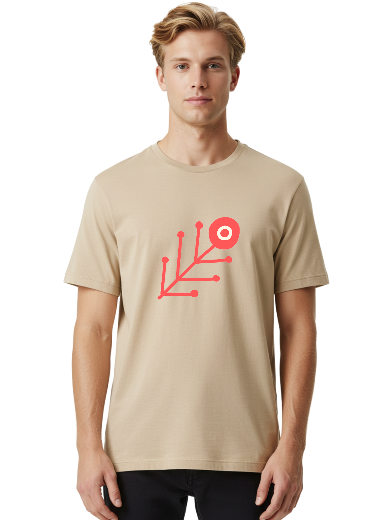Target-Logo Men'S Graphic Tee, 100% Cotton, Comfortable Casual Summer Wear, Machine Washable, Red Lines, Branching Pattern, Geometric Shape, Modern Design, Abstract Art, Futuristic Style, Minimalist Graphic Aab802 10