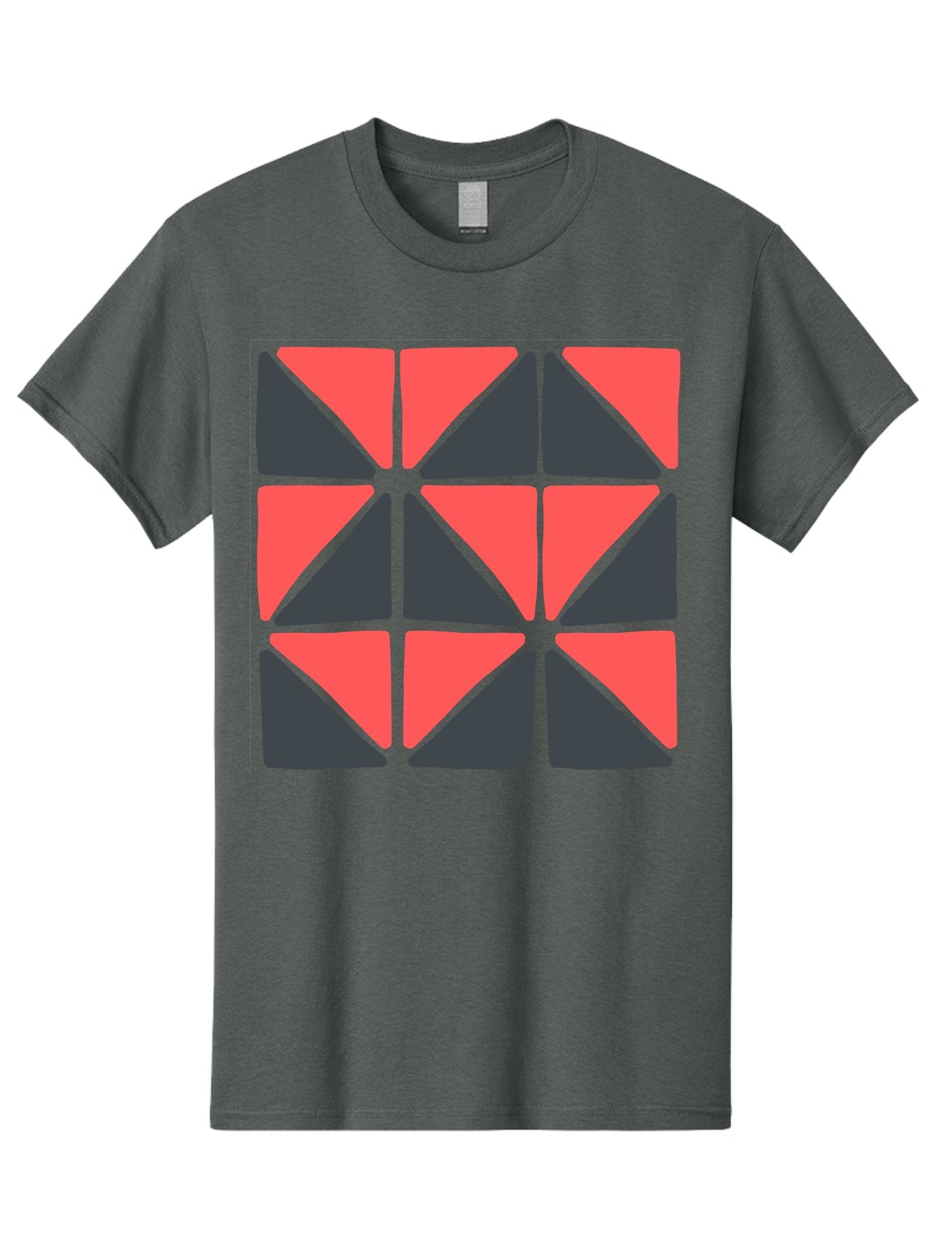 Triangles-Pattern Men'S Graphic Tee, 100% Cotton, Comfortable Casual Summer Wear, Machine Washable, Geometric Pattern, Pink And Gray Triangles, Modern Design, Abstract Art, Symmetrical Shapes, Graphic Elements, Digital Design Aab806 5