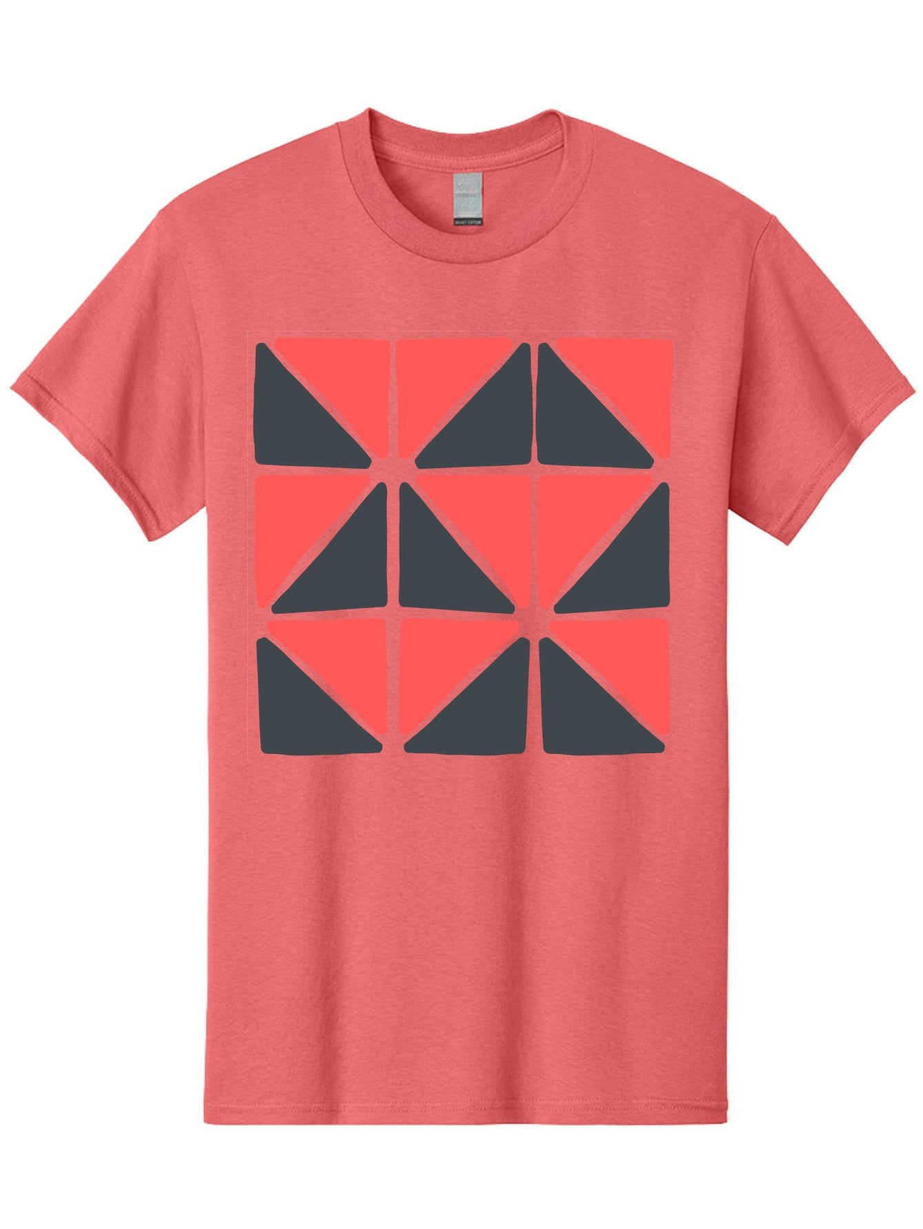 Triangles-Pattern Men'S Graphic Tee, 100% Cotton, Comfortable Casual Summer Wear, Machine Washable, Geometric Pattern, Pink And Gray Triangles, Modern Design, Abstract Art, Symmetrical Shapes, Graphic Elements, Digital Design Aab806 4
