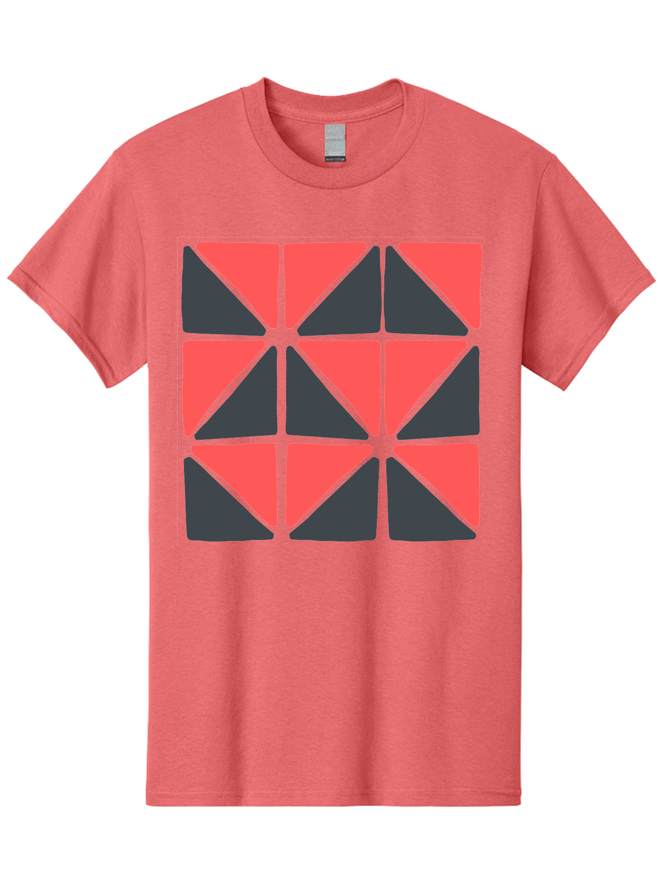 Triangles-Pattern Men'S Graphic Tee, 100% Cotton, Comfortable Casual Summer Wear, Machine Washable, Geometric Pattern, Pink And Gray Triangles, Modern Design, Abstract Art, Symmetrical Shapes, Graphic Elements, Digital Design Aab806 23