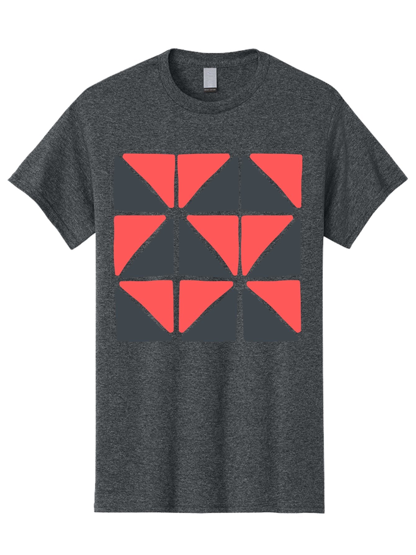 Triangles-Pattern Men'S Graphic Tee, 100% Cotton, Comfortable Casual Summer Wear, Machine Washable, Geometric Pattern, Pink And Gray Triangles, Modern Design, Abstract Art, Symmetrical Shapes, Graphic Elements, Digital Design Aab806 3