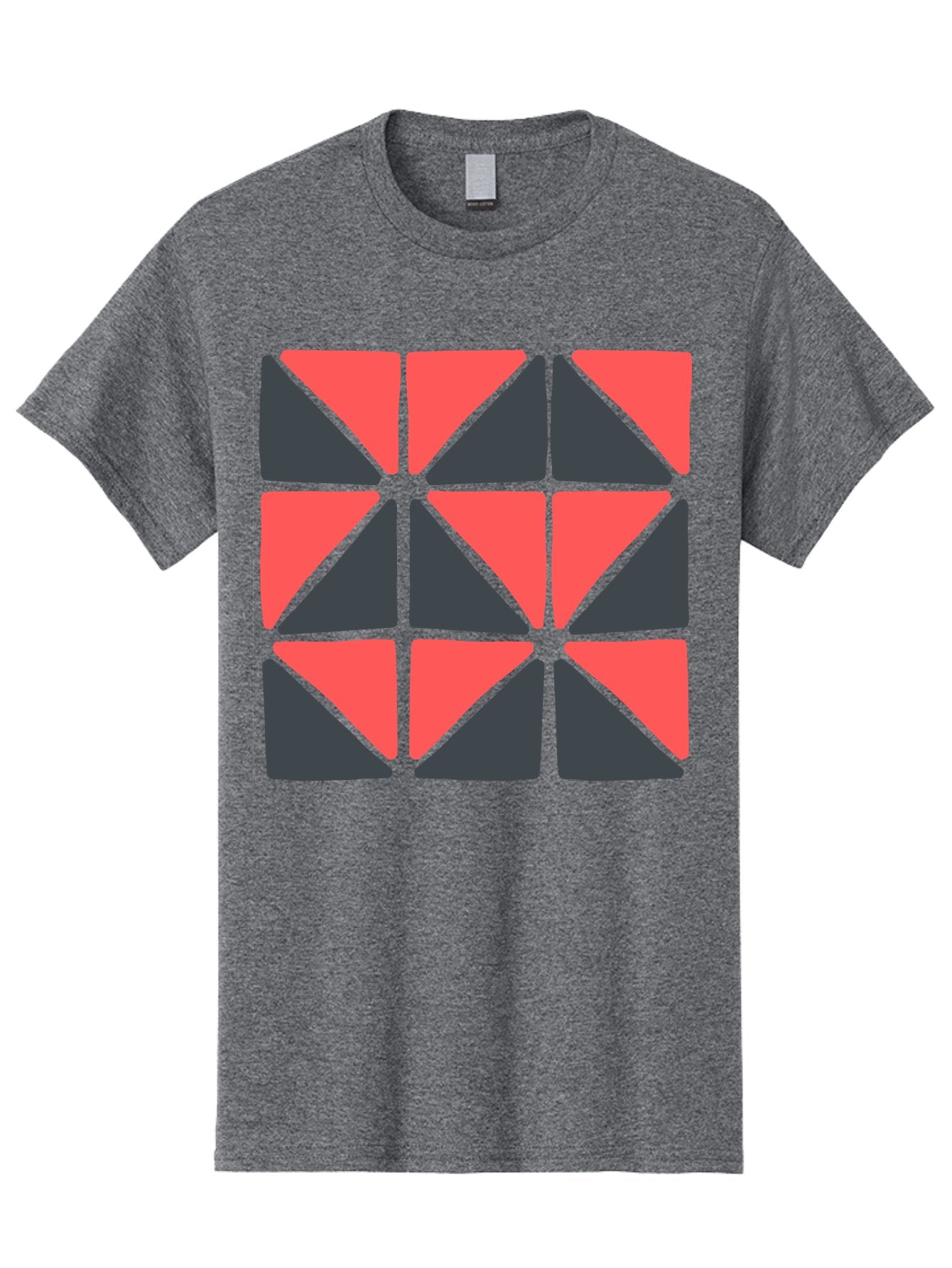 Triangles-Pattern Men'S Graphic Tee, 100% Cotton, Comfortable Casual Summer Wear, Machine Washable, Geometric Pattern, Pink And Gray Triangles, Modern Design, Abstract Art, Symmetrical Shapes, Graphic Elements, Digital Design Aab806 12
