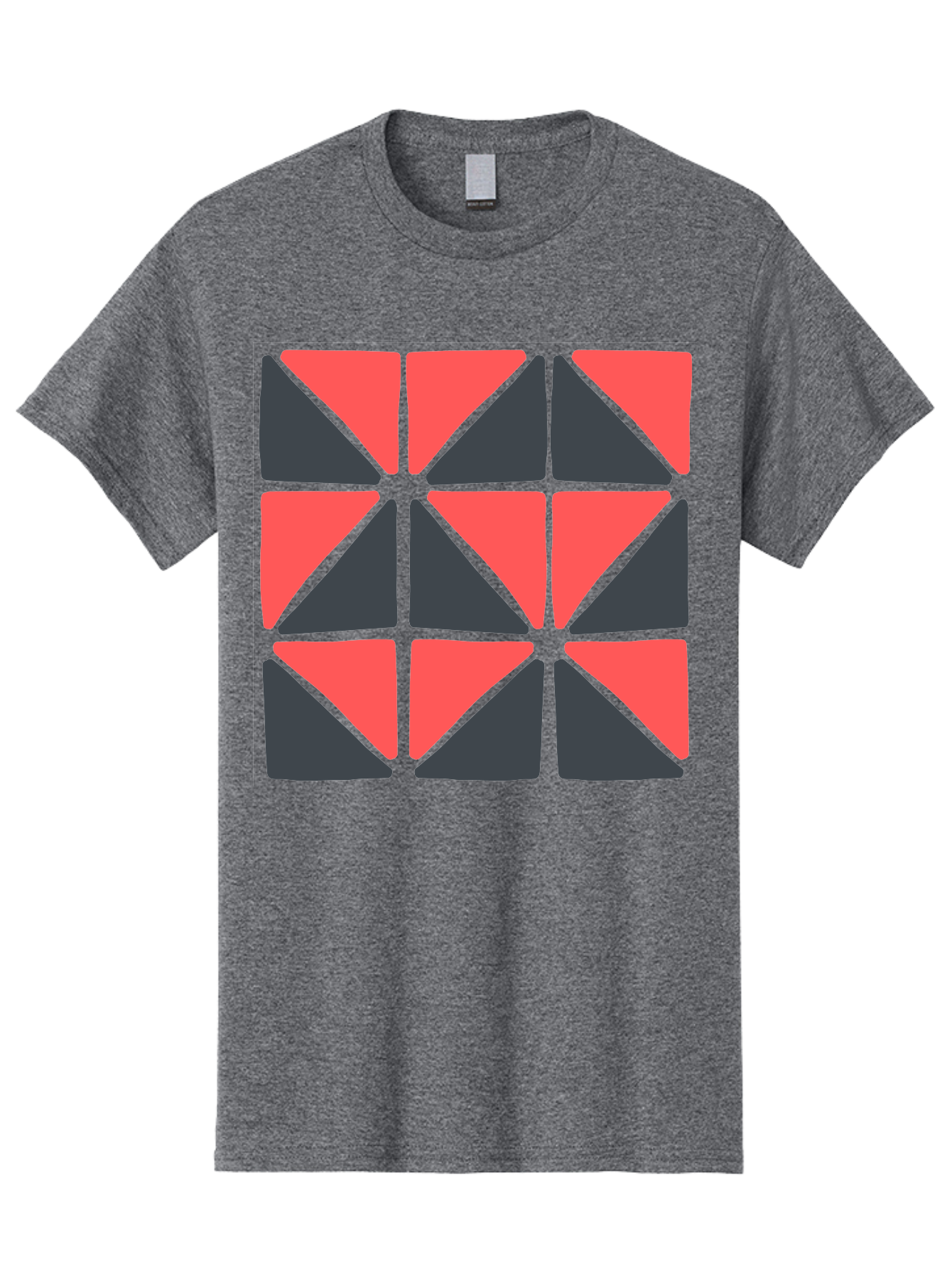Triangles-Pattern Men'S Graphic Tee, 100% Cotton, Comfortable Casual Summer Wear, Machine Washable, Geometric Pattern, Pink And Gray Triangles, Modern Design, Abstract Art, Symmetrical Shapes, Graphic Elements, Digital Design Aab806 5