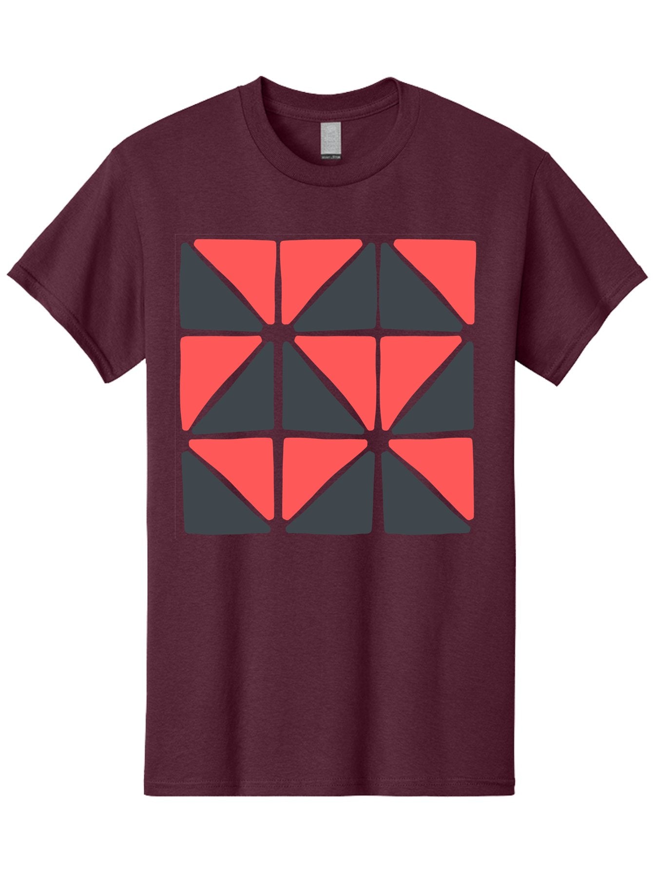 Triangles-Pattern Men'S Graphic Tee, 100% Cotton, Comfortable Casual Summer Wear, Machine Washable, Geometric Pattern, Pink And Gray Triangles, Modern Design, Abstract Art, Symmetrical Shapes, Graphic Elements, Digital Design Aab806