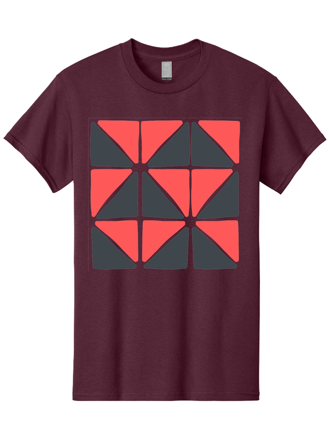 Triangles-Pattern Men'S Graphic Tee, 100% Cotton, Comfortable Casual Summer Wear, Machine Washable, Geometric Pattern, Pink And Gray Triangles, Modern Design, Abstract Art, Symmetrical Shapes, Graphic Elements, Digital Design Aab806 21