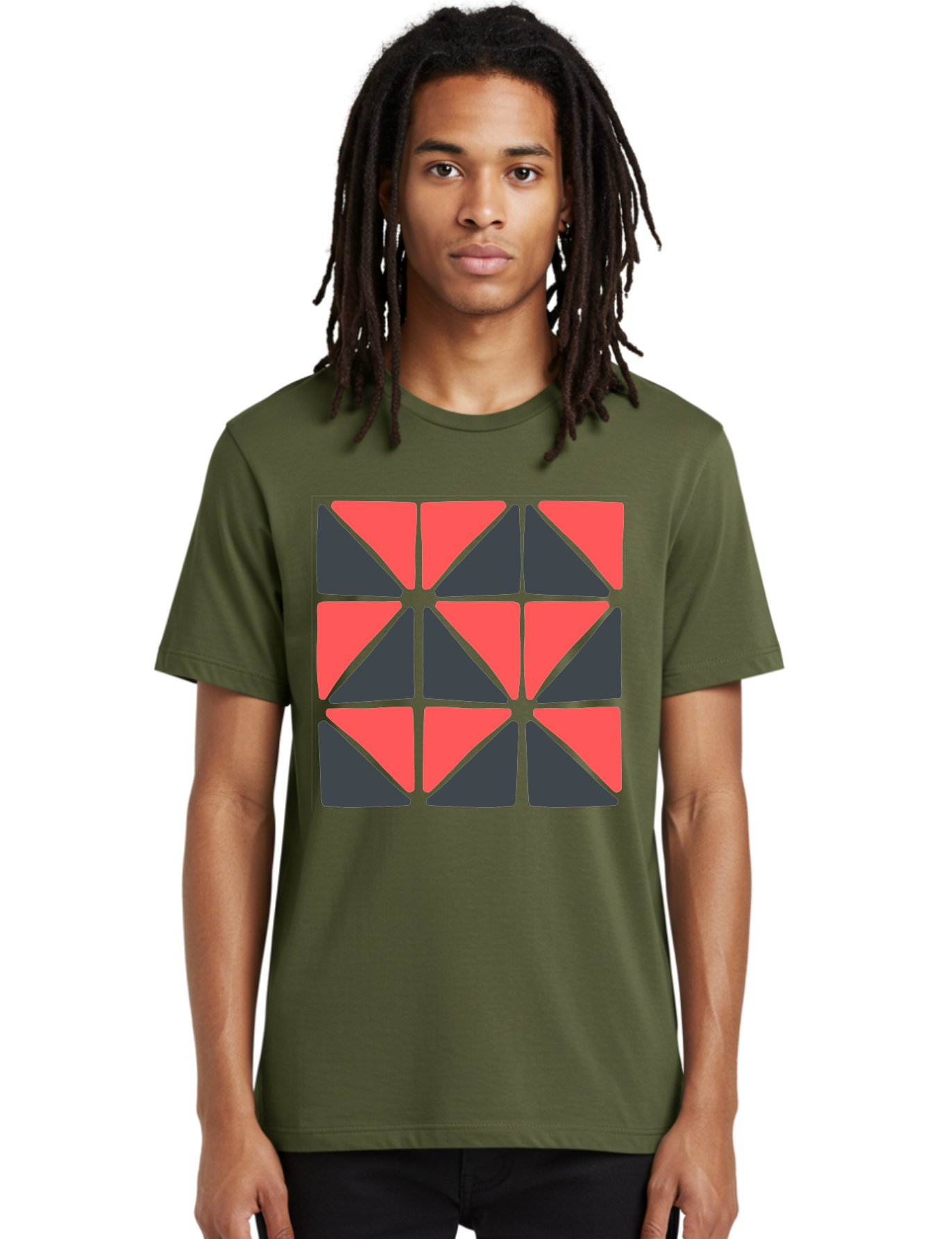 Triangles-Pattern Men'S Graphic Tee, 100% Cotton, Comfortable Casual Summer Wear, Machine Washable, Geometric Pattern, Pink And Gray Triangles, Modern Design, Abstract Art, Symmetrical Shapes, Graphic Elements, Digital Design Aab806 10