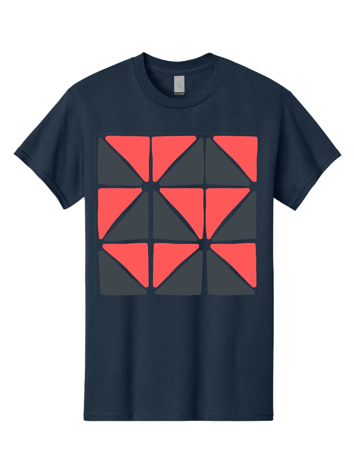 Triangles-Pattern Men'S Graphic Tee, 100% Cotton, Comfortable Casual Summer Wear, Machine Washable, Geometric Pattern, Pink And Gray Triangles, Modern Design, Abstract Art, Symmetrical Shapes, Graphic Elements, Digital Design Aab806