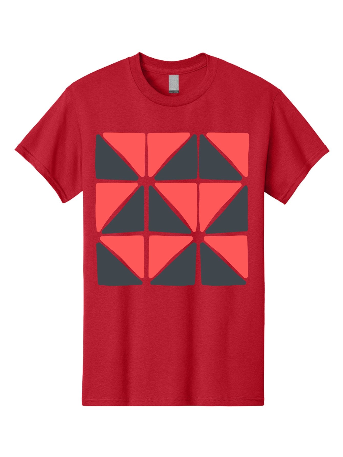 Triangles-Pattern Men'S Graphic Tee, 100% Cotton, Comfortable Casual Summer Wear, Machine Washable, Geometric Pattern, Pink And Gray Triangles, Modern Design, Abstract Art, Symmetrical Shapes, Graphic Elements, Digital Design Aab806 6