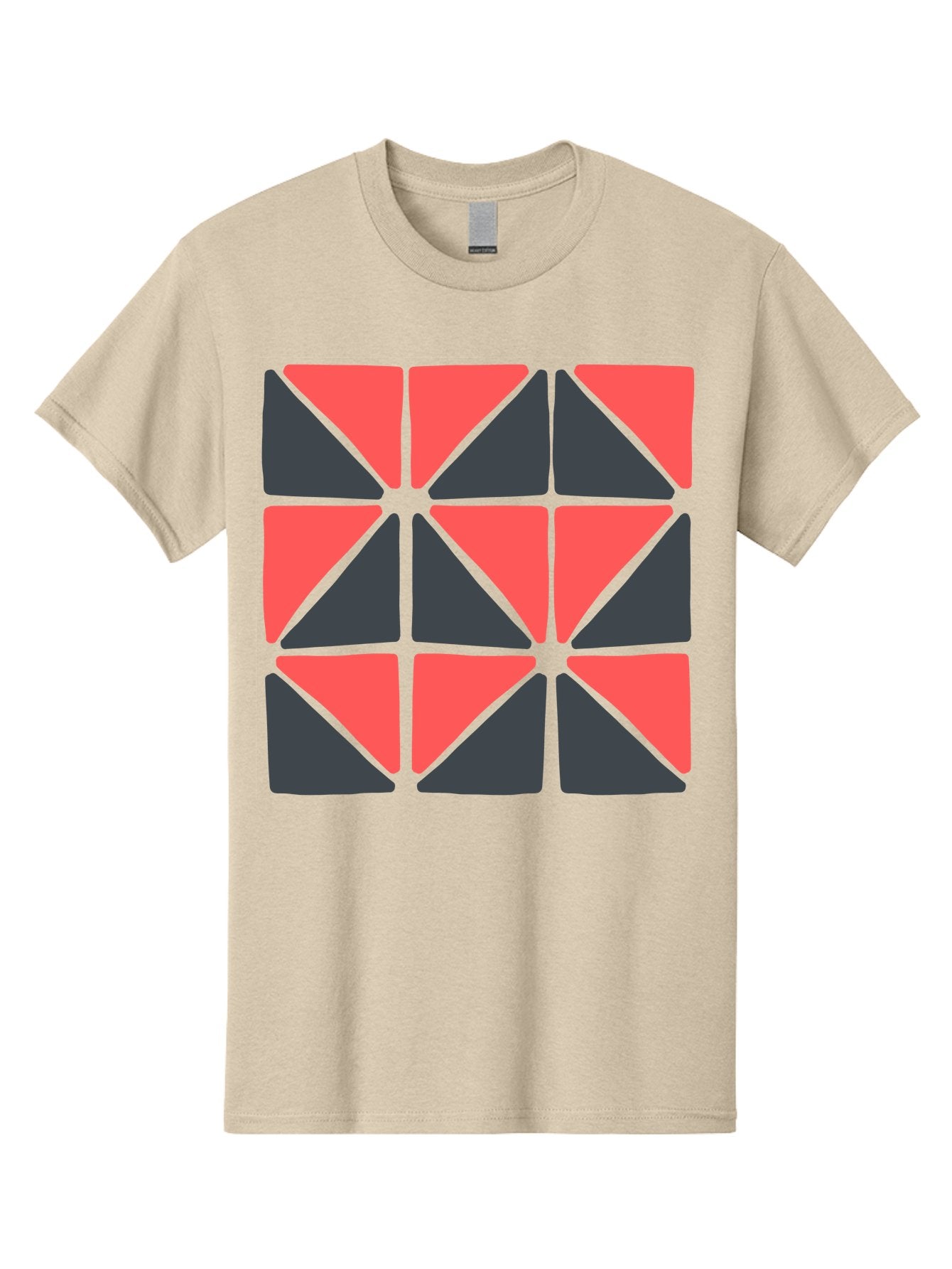 Triangles-Pattern Men'S Graphic Tee, 100% Cotton, Comfortable Casual Summer Wear, Machine Washable, Geometric Pattern, Pink And Gray Triangles, Modern Design, Abstract Art, Symmetrical Shapes, Graphic Elements, Digital Design Aab806 7