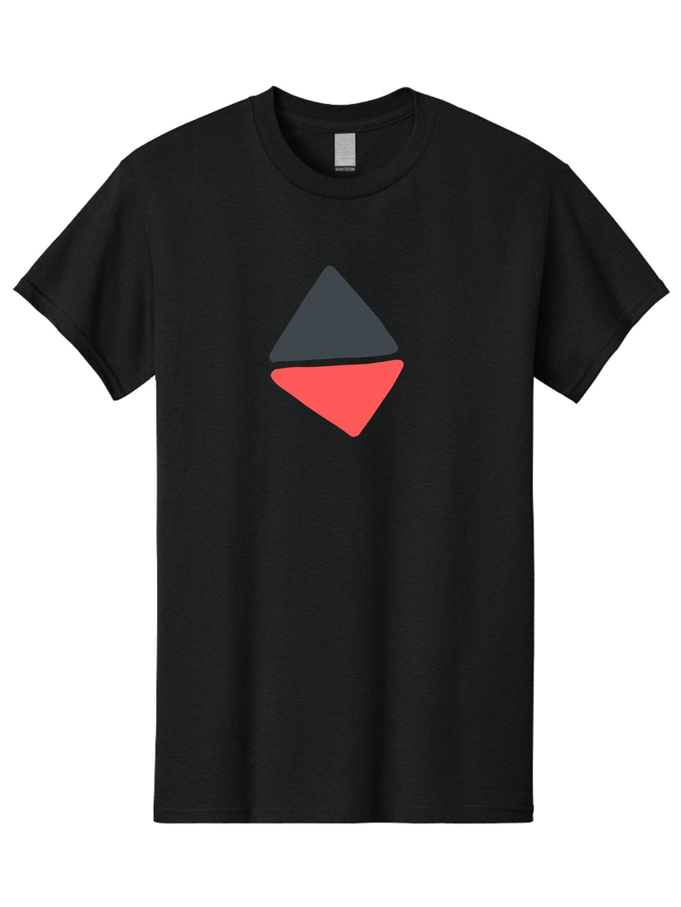 Triangles Men'S Graphic Tee, 100% Cotton, Comfortable Casual Summer Wear, Machine Washable, Geometric Shapes, Triangle Design, Overlapping Forms, Black And Red Colors, Simple Graphics, Abstract Art, Minimalist Style Aab807