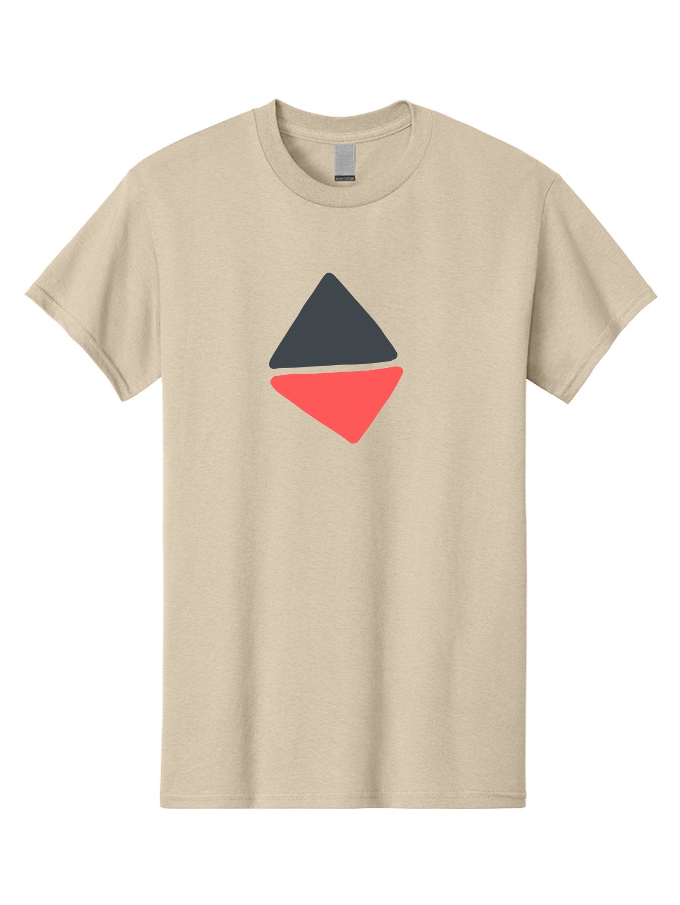 Triangles Men'S Graphic Tee, 100% Cotton, Comfortable Casual Summer Wear, Machine Washable, Geometric Shapes, Triangle Design, Overlapping Forms, Black And Red Colors, Simple Graphics, Abstract Art, Minimalist Style Aab807 4
