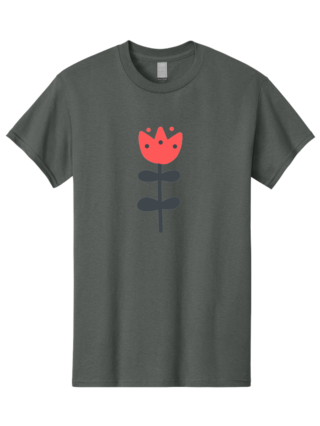 Tulip-1 Men'S Graphic Tee, 100% Cotton, Comfortable Casual Summer Wear, Machine Washable, Stylized Tulip, Cartoon Flower, Simple Design, Minimalist Art, Floral Illustration, Red Petals, Black Leaves, Cute Graphics, Modern Iconography, Aab808 15