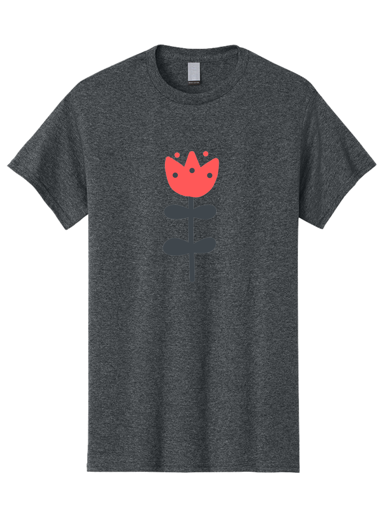 Tulip-1 Men'S Graphic Tee, 100% Cotton, Comfortable Casual Summer Wear, Machine Washable, Stylized Tulip, Cartoon Flower, Simple Design, Minimalist Art, Floral Illustration, Red Petals, Black Leaves, Cute Graphics, Modern Iconography, Aab808 7